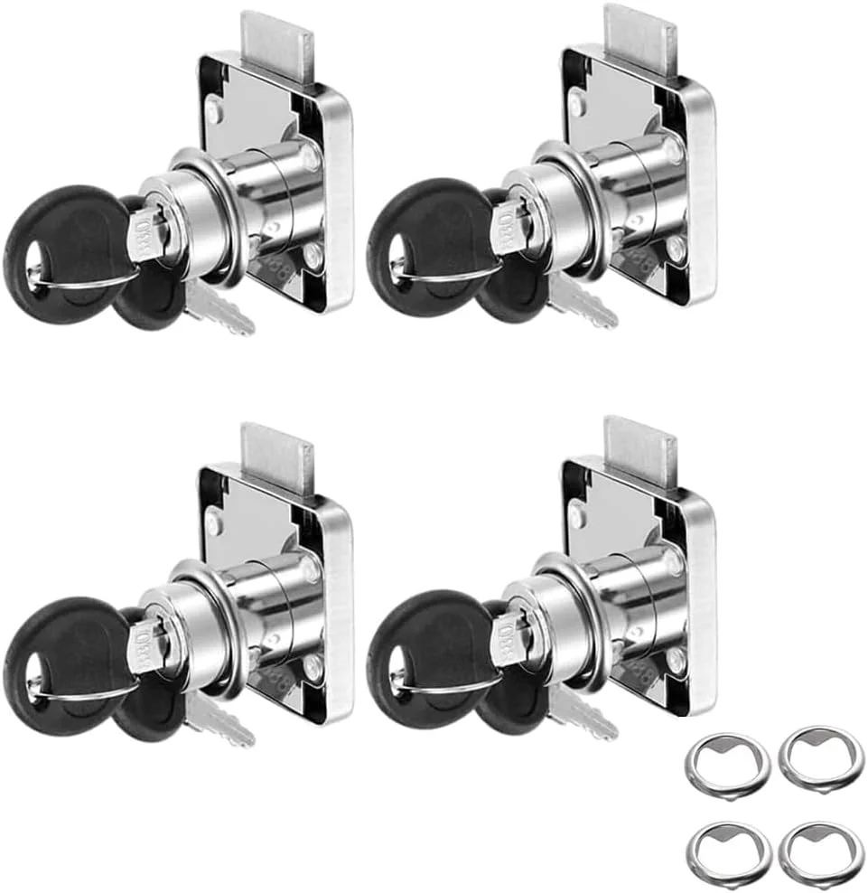 ست قفل کابینت امنیتی 4 عددی، قفل چرخشی 22 میلی متری با کلید، برای مبلمان، کابینت، صندوق پستی، کشو، منزل و اداره