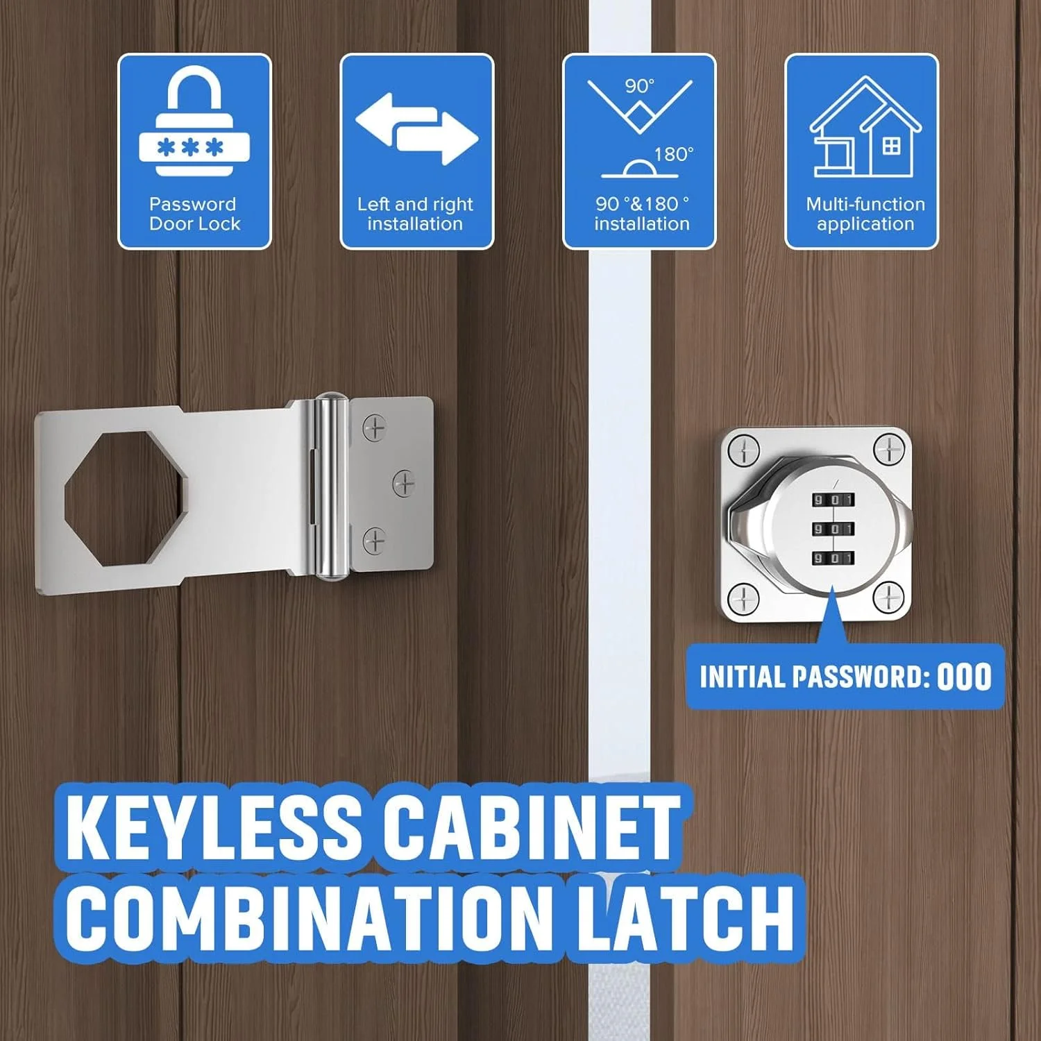 قفل رمزدار کابینت خانگی MAKINGTEC، قفل ترکیبی درب با پیچ برای حفظ حریم خصوصی، صندوق پستی، درب حیوانات خانگی، کابینت پرونده اداری (نقره ای)
