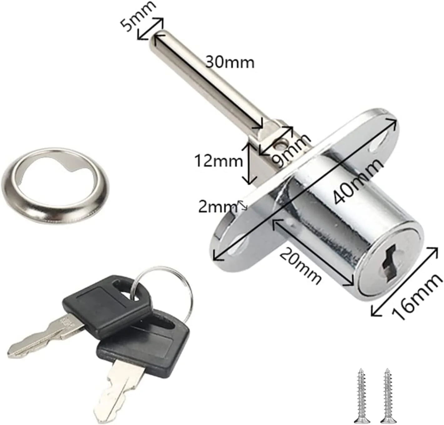 قفل کشو TERRIFI، 30 میلی متر، روکش کروم، قفل فشاری برای کابینت، میز و کمد، کلید مشابه، به همراه کلیدها، پیچ های نصب، بسته 4 عددی قفل کشو TERRIFI، 30 میلی متر، روکش کروم، قفل فشاری برای کابینت، میز و کمد، کلید مشابه، به همراه کلیدها، پیچ های نصب، بسته 4 عددی