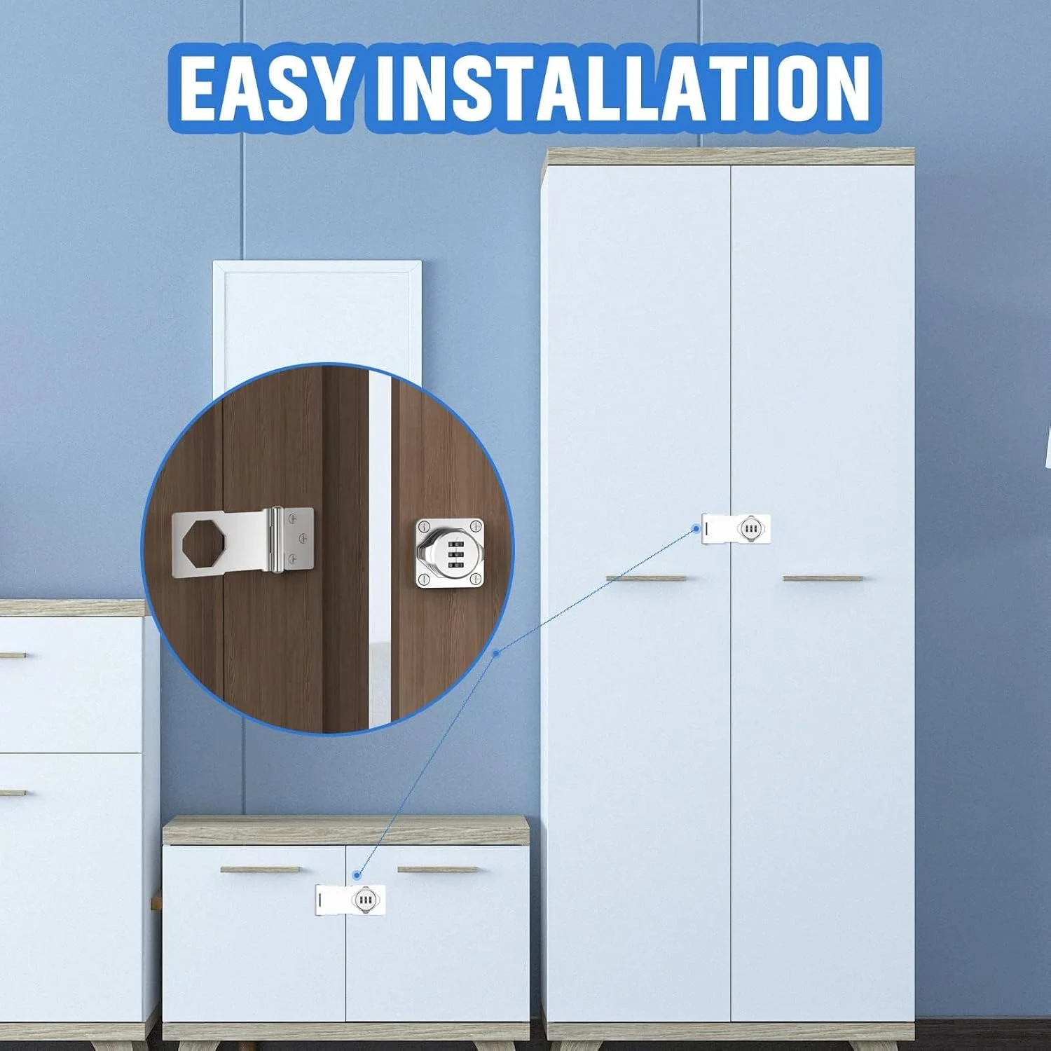 قفل رمزدار کابینت خانگی MAKINGTEC، قفل ترکیبی درب با پیچ برای حفظ حریم خصوصی، صندوق پستی، درب حیوانات خانگی، کابینت پرونده اداری (نقره ای)