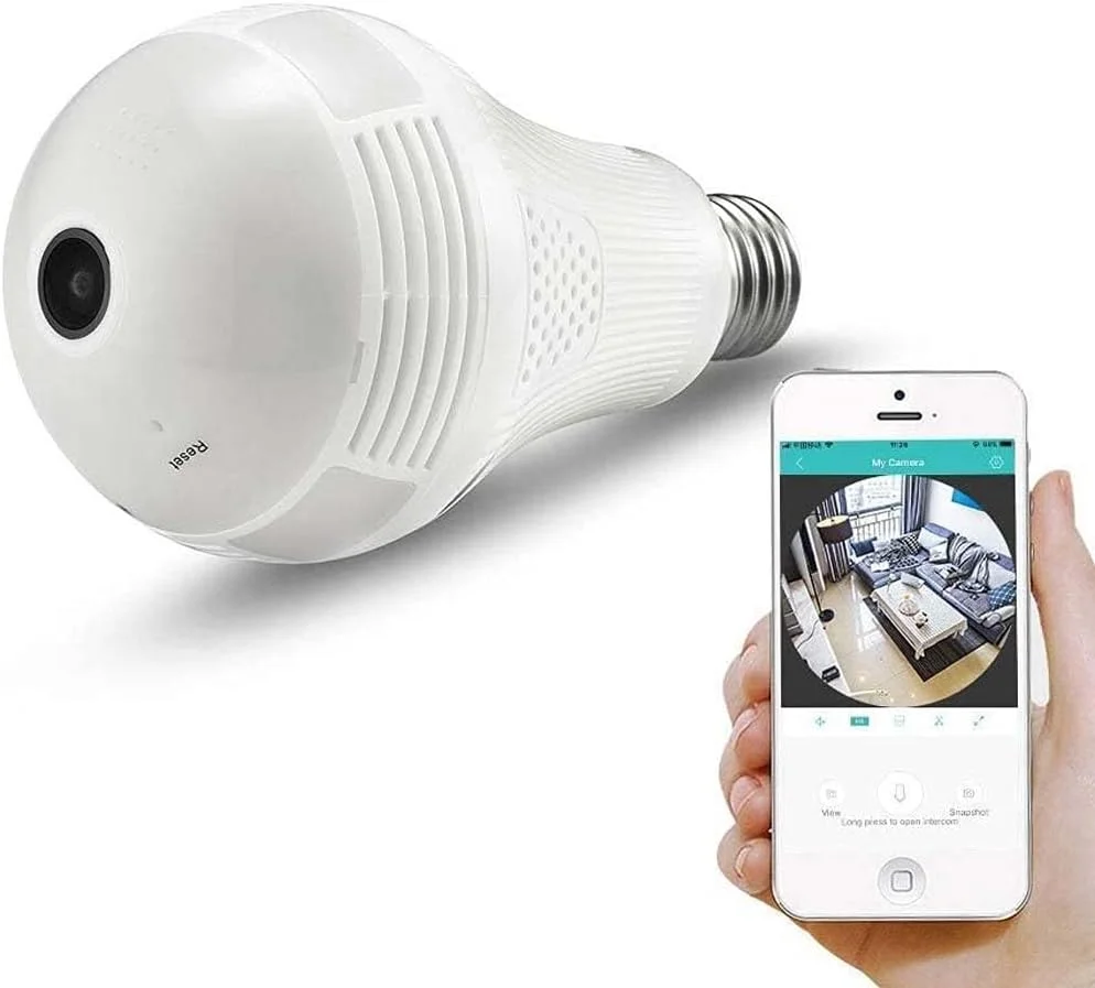 دوربین امنیتی مخفی 360 درجه، وای فای 1080P HD، دید در شب، مانیتور کودک خانگی، سازگار با iOS و Android