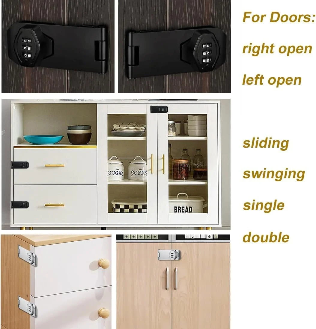 قفل کابینت بدون کلید YelaJoy - قفل لچکی رمزدار 3 رقمی برای کشوها و کمدهای چوبی - نصب آسان، بدون نیاز به کلید