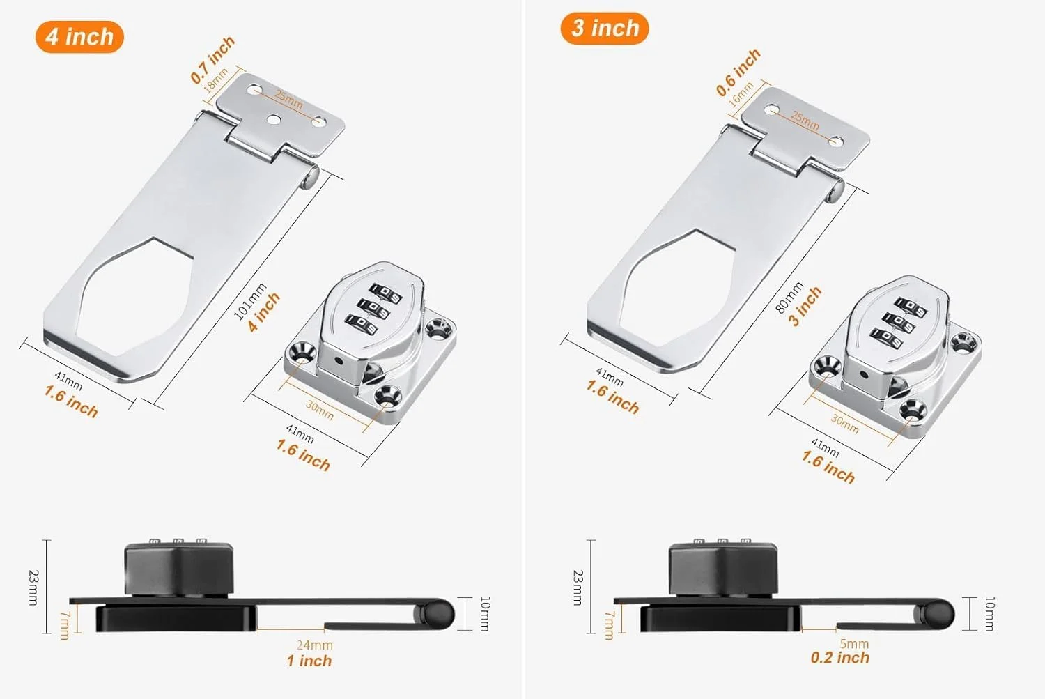 قفل کابینت بدون کلید YelaJoy - قفل لچکی رمزدار 3 رقمی برای کشوها و کمدهای چوبی - نصب آسان، بدون نیاز به کلید