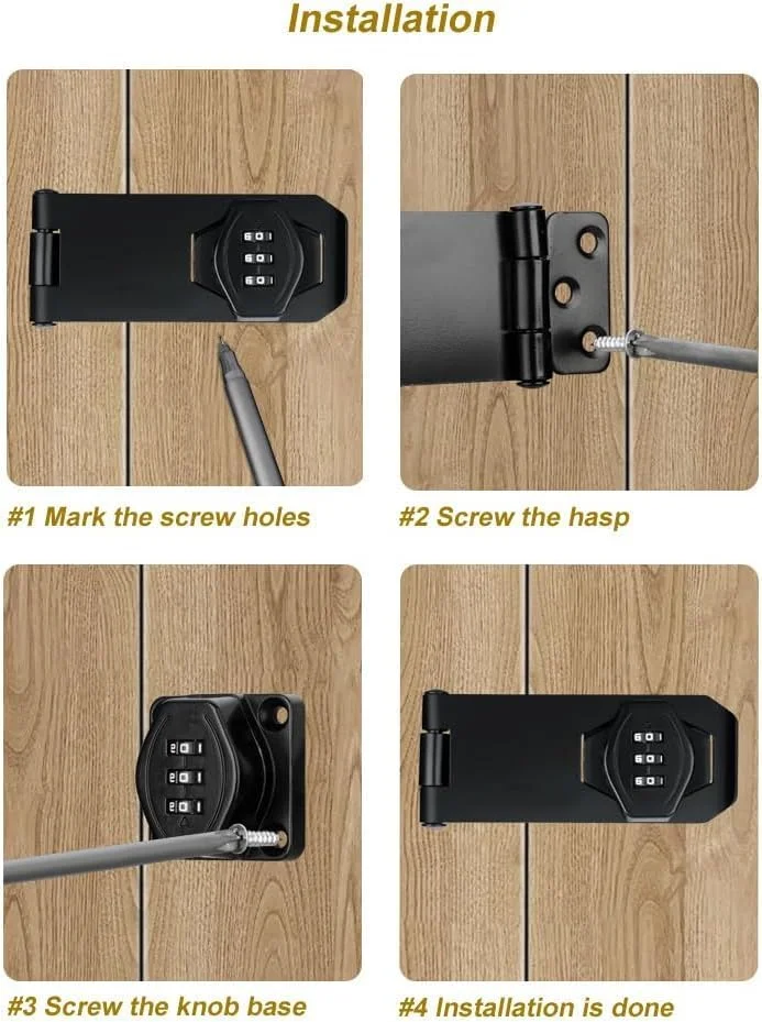 قفل کابینت بدون کلید YelaJoy - قفل لچکی رمزدار 3 رقمی برای کشوها و کمدهای چوبی - نصب آسان، بدون نیاز به کلید