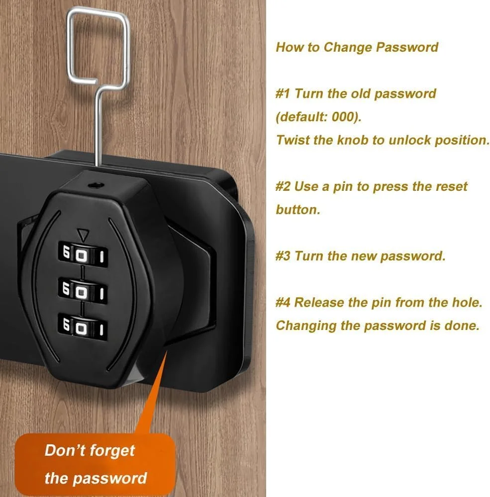 قفل کابینت بدون کلید YelaJoy - قفل لچکی رمزدار 3 رقمی برای کشوها و کمدهای چوبی - نصب آسان، بدون نیاز به کلید
