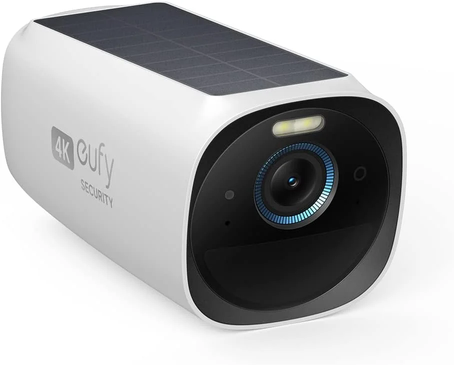دوربین اضافه شونده Eufy Security eufyCam 3، دوربین امنیتی بی سیم بیرونی، دوربین 4K با پنل خورشیدی یکپارچه، قدرت همیشگی، هوش مصنوعی تشخیص چهره، فضای ذخیره سازی محلی قابل ارتقا، نورافکن، بدون هزینه ماهانه