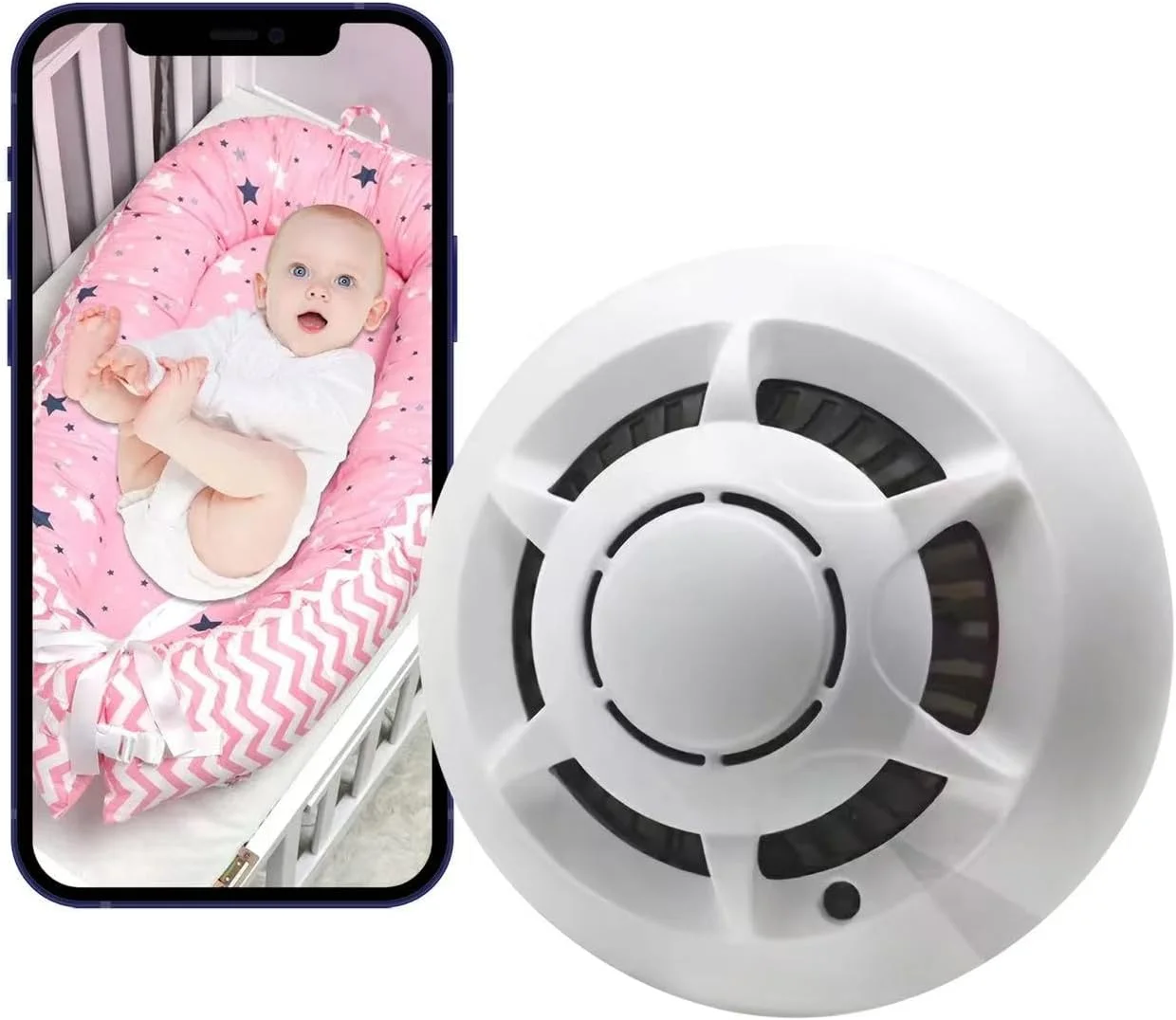 آشکارساز دوربین مخفی DWKINPING، دوربین امنیتی بی سیم 1080P داخلی با دوربین آشکارساز دود برای دوربین های امنیتی نظارتی خانگی داخلی/خارجی بی سیم، دید در شب برای خانه، کودک، حیوان خانگی