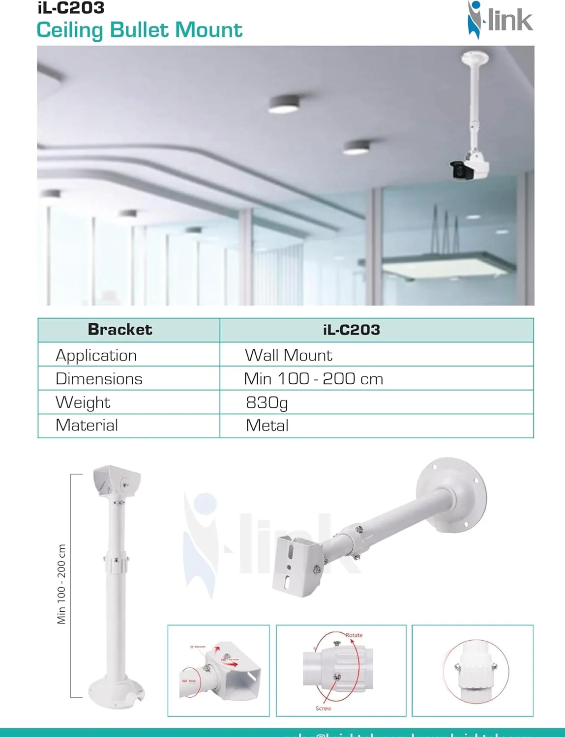 پایه نصب تلسکوپی دوربین مداربسته، قابل تنظیم از 100 تا 200 سانتی متر، مناسب برای نصب دوربین های مداربسته تحت شبکه، پوشش رنگ پودری فلزی مقاوم پایه نصب تلسکوپی دوربین مداربسته، قابل تنظیم از 100 تا 200 سانتی متر، مناسب برای نصب دوربین های مداربسته تحت شبکه، پوشش رنگ پودری فلزی مقاوم
