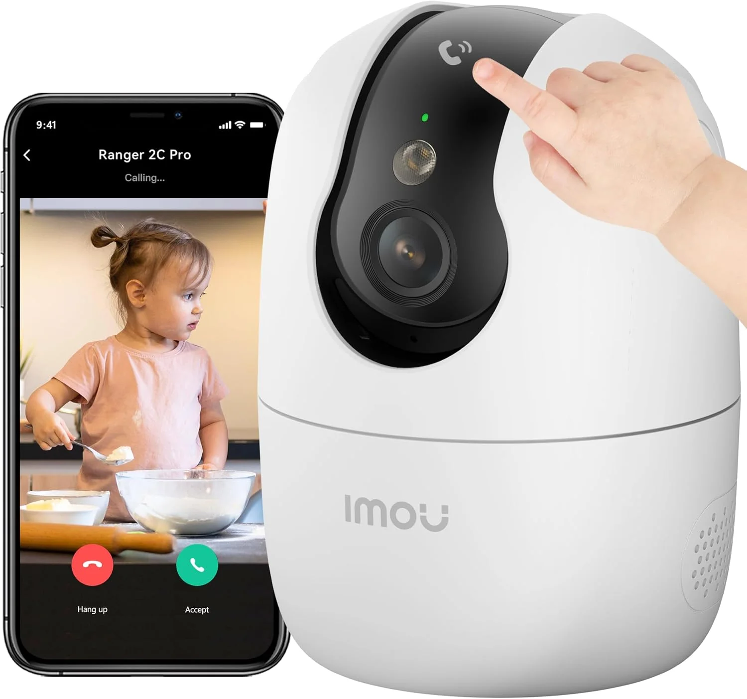 دوربین 3 مگاپیکسلی Imou 2K برای خانه، دوربین امنیتی با دکمه تماس، دوربین های داخلی وای فای دو بانده 2.4 گیگاهرتز و 5 گیگاهرتز، دوربین مداربسته UHD برای خانه، مانیتور هوشمند کودک (Ranger 2C Pro 2K)