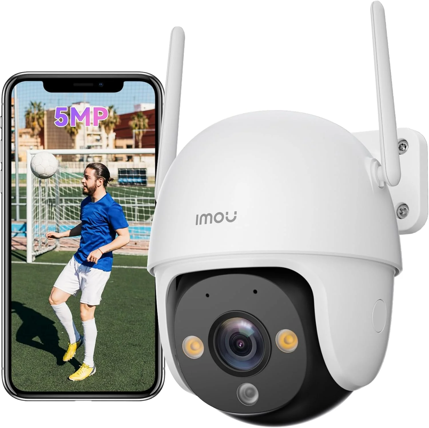 دوربین بی سیم 5 مگاپیکسلی فضای باز ایمو، دوربین امنیتی 3K برای خانه، دوربین های نظارتی گردان و چرخشی فضای باز، دوربین حیوانات خانگی با تشخیص انسان، ردیابی هوشمند، دوربین مداربسته هوشمند با الکسا (DK7 5MP)