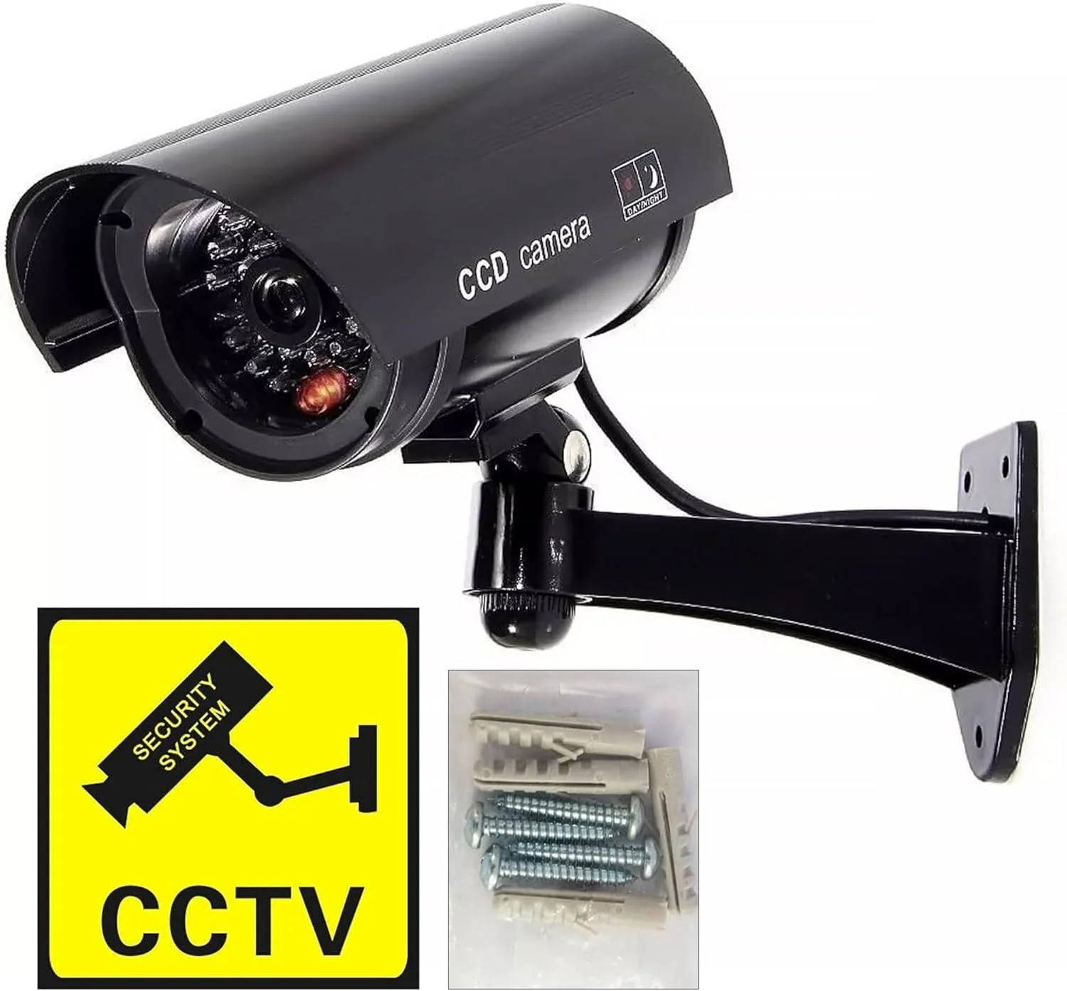 دوربین مداربسته غیر واقعی PRADAA - دوربین امنیتی جعلی ضد آب با چراغ LED قرمز چشمک زن، دوربین نظارتی واقعی برای داخل و خارج از خانه