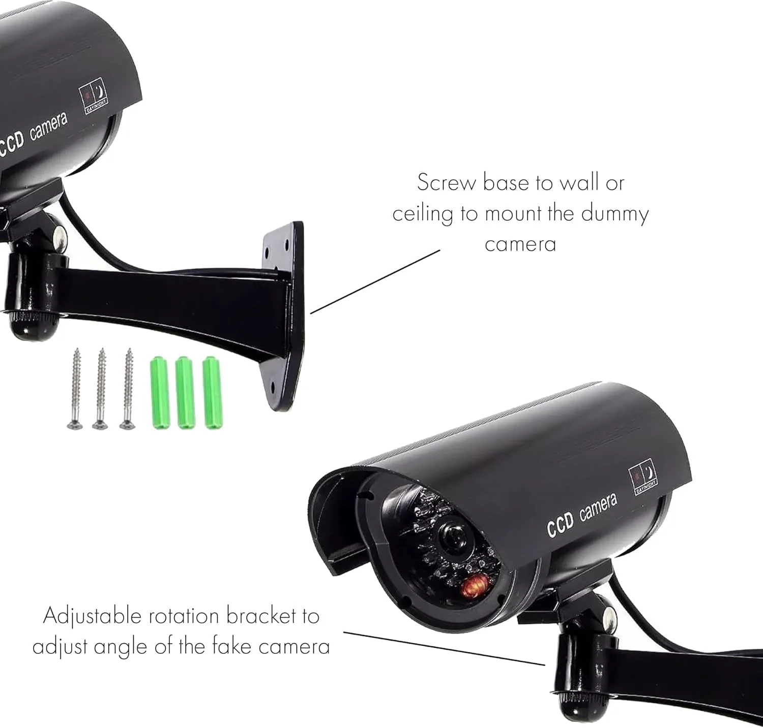 دوربین مداربسته غیر واقعی PRADAA - دوربین امنیتی جعلی ضد آب با چراغ LED قرمز چشمک زن، دوربین نظارتی واقعی برای داخل و خارج از خانه دوربین مداربسته غیر واقعی PRADAA - دوربین امنیتی جعلی ضد آب با چراغ LED قرمز چشمک زن، دوربین نظارتی واقعی برای داخل و خارج از خانه