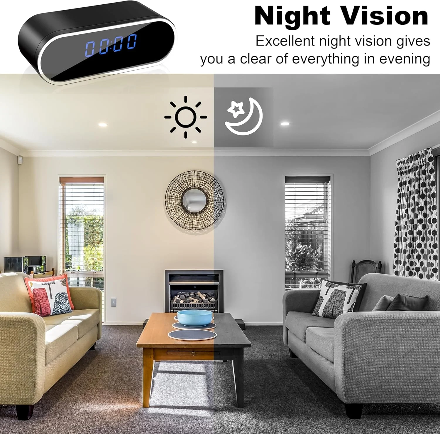 دوربین ساعت هوشمند NJINALW، دوربین کوچک بی سیم وای فای HD 1080P با دید در شب، تشخیص حرکت و مشاهده از راه دور، دوربین پرستار بچه برای کودک/سالمند/مراقبت