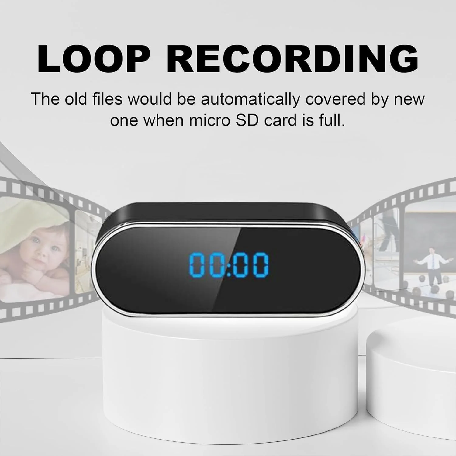 دوربین ساعت هوشمند NJINALW، دوربین کوچک بی سیم وای فای HD 1080P با دید در شب، تشخیص حرکت و مشاهده از راه دور، دوربین پرستار بچه برای کودک/سالمند/مراقبت