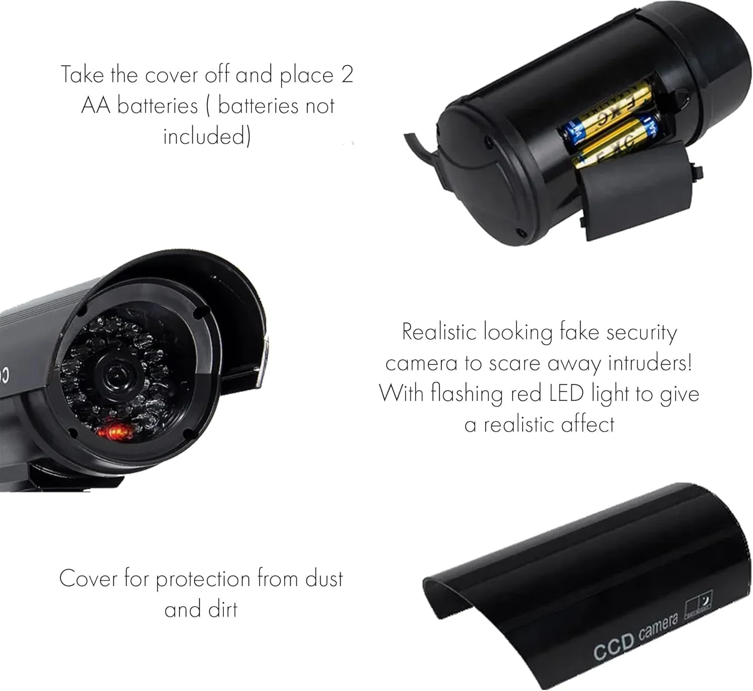 دوربین مداربسته غیر واقعی PRADAA - دوربین امنیتی جعلی ضد آب با چراغ LED قرمز چشمک زن، دوربین نظارتی واقعی برای داخل و خارج از خانه دوربین مداربسته غیر واقعی PRADAA - دوربین امنیتی جعلی ضد آب با چراغ LED قرمز چشمک زن، دوربین نظارتی واقعی برای داخل و خارج از خانه