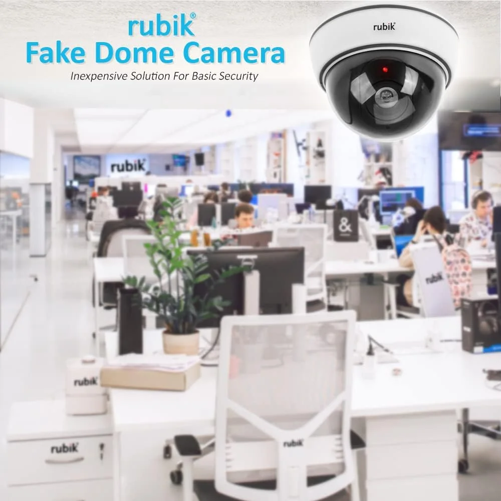 دوربین مداربسته غیر واقعی رُبیک 2 تکه با چراغ LED چشمک زن و برچسب دوربین مداربسته، دوربین امنیتی گنبدی داخلی با چراغ LED (سفید) دوربین مداربسته غیر واقعی رُبیک 2 تکه با چراغ LED چشمک زن و برچسب دوربین مداربسته، دوربین امنیتی گنبدی داخلی با چراغ LED (سفید)