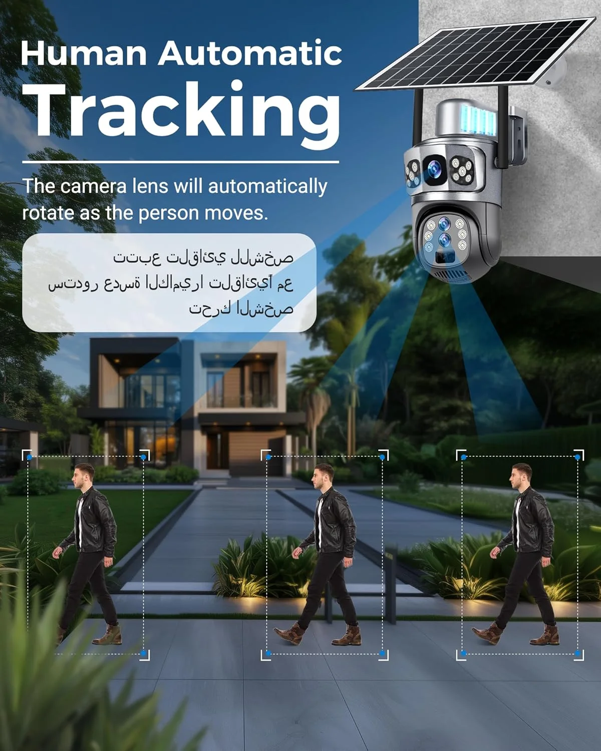 دوربین های امنیتی خورشیدی 4G سه لنز، دوربین های زوم 10X 6K برای امنیت خانه، دوربین باتری دار 360 درجه 12 مگاپیکسلی، دید در شب رنگی، تشخیص انسان با هوش مصنوعی، آلارم PIR، صدای دو طرفه، ضد آب و هوا دوربین های امنیتی خورشیدی 4G سه لنز، دوربین های زوم 10X 6K برای امنیت خانه، دوربین باتری دار 360 درجه 12 مگاپیکسلی، دید در شب رنگی، تشخیص انسان با هوش مصنوعی، آلارم PIR، صدای دو طرفه، ضد آب و هوا