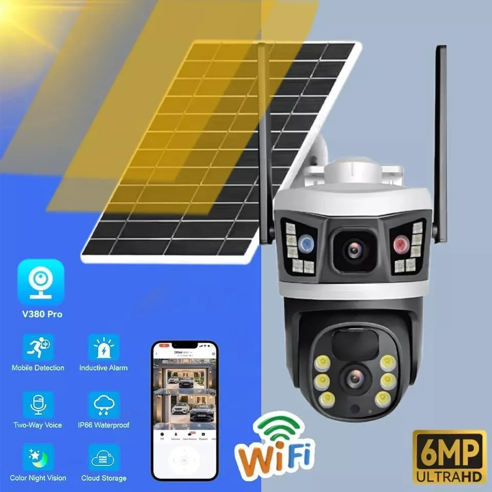 دوربین مداربسته خورشیدی 4G مناسب فضای باز، بی‌سیم، پشتیبانی از سیم کارت، دید در شب، تشخیص حرکت، صدای دو طرفه، ضد آب IP66، بدون نیاز به وای فای، باتری پشتیبان برای نظارت