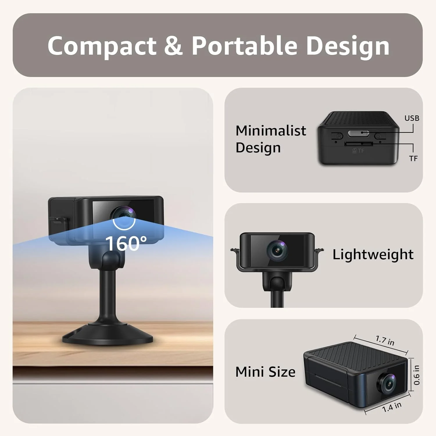 دوربین کوچک خانگی 4K HD داخلی بی سیم WiFi با کنترل از طریق اپلیکیشن، کوچکترین دوربین نظارتی برای اتاق کودک با تشخیص حرکت و دید در شب دوربین کوچک خانگی 4K HD داخلی بی سیم WiFi با کنترل از طریق اپلیکیشن، کوچکترین دوربین نظارتی برای اتاق کودک با تشخیص حرکت و دید در شب