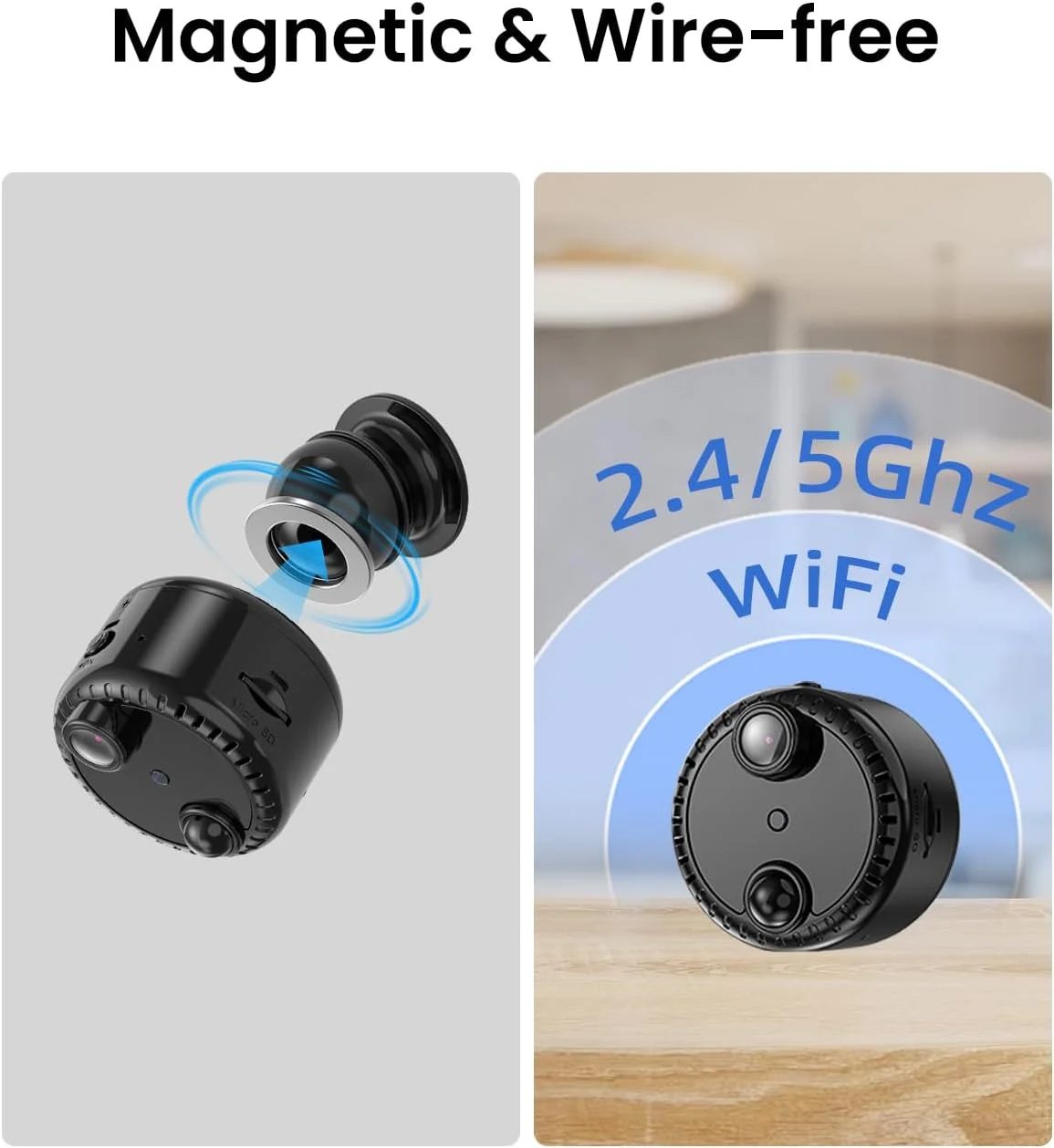 دوربین کوچک 4K وای فای داخلی، دوربین پرستار بی سیم با دید در شب، تشخیص حرکت هوش مصنوعی، عمر باتری طولانی، ذخیره سازی ابری و SD دوربین کوچک 4K وای فای داخلی، دوربین پرستار بی سیم با دید در شب، تشخیص حرکت هوش مصنوعی، عمر باتری طولانی، ذخیره سازی ابری و SD