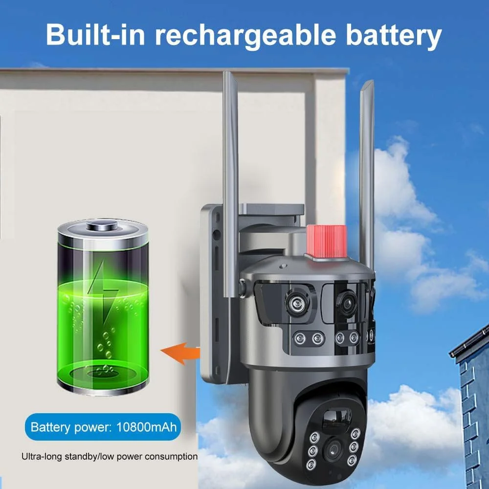 دوربین امنیتی خورشیدی VC13-4G PRO WIFI، دوربین مداربسته هوش مصنوعی 6MP/8MP، دید در شب رنگی کامل، دوربین فضای باز با سیم کارت، 4G