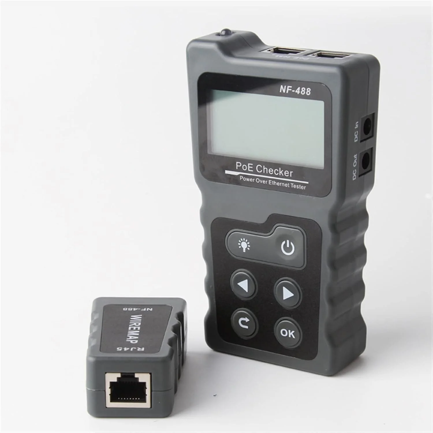 تستر کابل شبکه LCD تستر کابل شبکه برای اترنت Cat5 Cat6 Lan ابزار تست سوئیچ PoE (رنگ: F-488) تستر کابل شبکه LCD تستر کابل شبکه برای اترنت Cat5 Cat6 Lan ابزار تست سوئیچ PoE (رنگ: F-488)