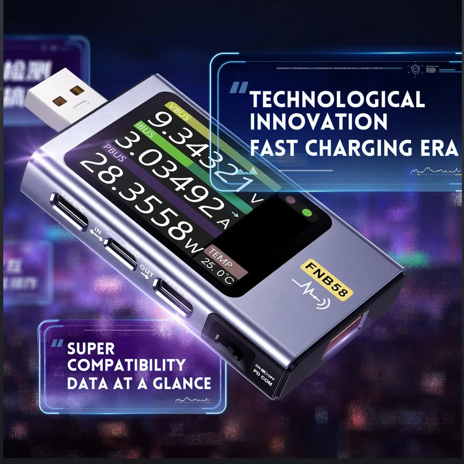 تستر USB بیوینر 4-28 ولت 0-7 آمپر 0-140 وات، مولتی متر جریان ولتاژ USB AC، اندازه گیری ظرفیت تشخیص شارژ سریع با صفحه نمایش LCD 2.0 اینچی با کیفیت بالا برای PD2.0 PD3.0 تستر USB بیوینر 4-28 ولت 0-7 آمپر 0-140 وات، مولتی متر جریان ولتاژ USB AC، اندازه گیری ظرفیت تشخیص شارژ سریع با صفحه نمایش LCD 2.0 اینچی با کیفیت بالا برای PD2.0 PD3.0