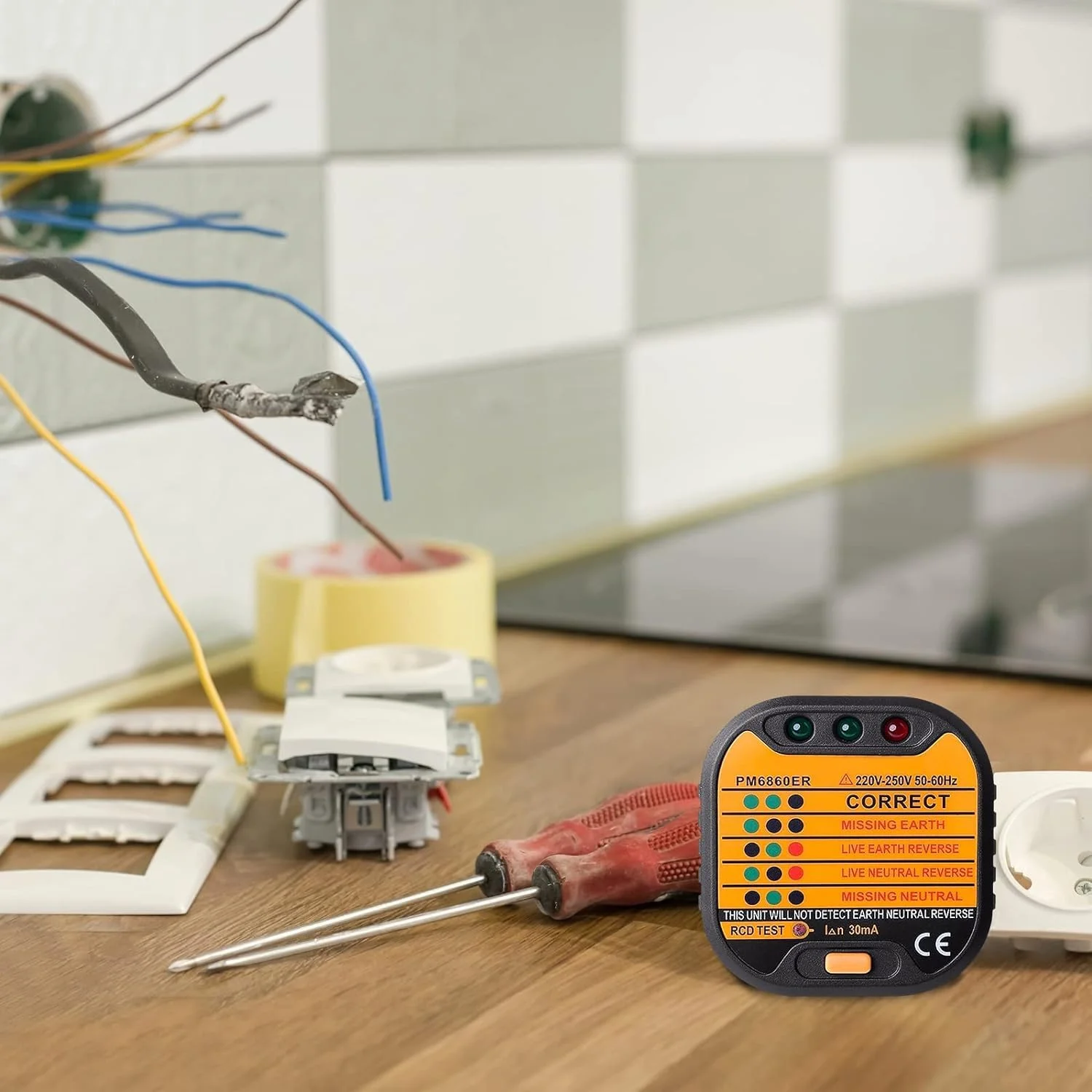 تستر پریز برق Azonee، تستر سوکت الکتریکی، ردیاب ولتاژ پلاریته مدار 220-250 ولت، تستر مدار دوشاخه بریتانیایی، قطع کننده دوشاخه ایمنی سوکت، ردیاب صفر خط پریز تستر پریز برق Azonee، تستر سوکت الکتریکی، ردیاب ولتاژ پلاریته مدار 220-250 ولت، تستر مدار دوشاخه بریتانیایی، قطع کننده دوشاخه ایمنی سوکت، ردیاب صفر خط پریز