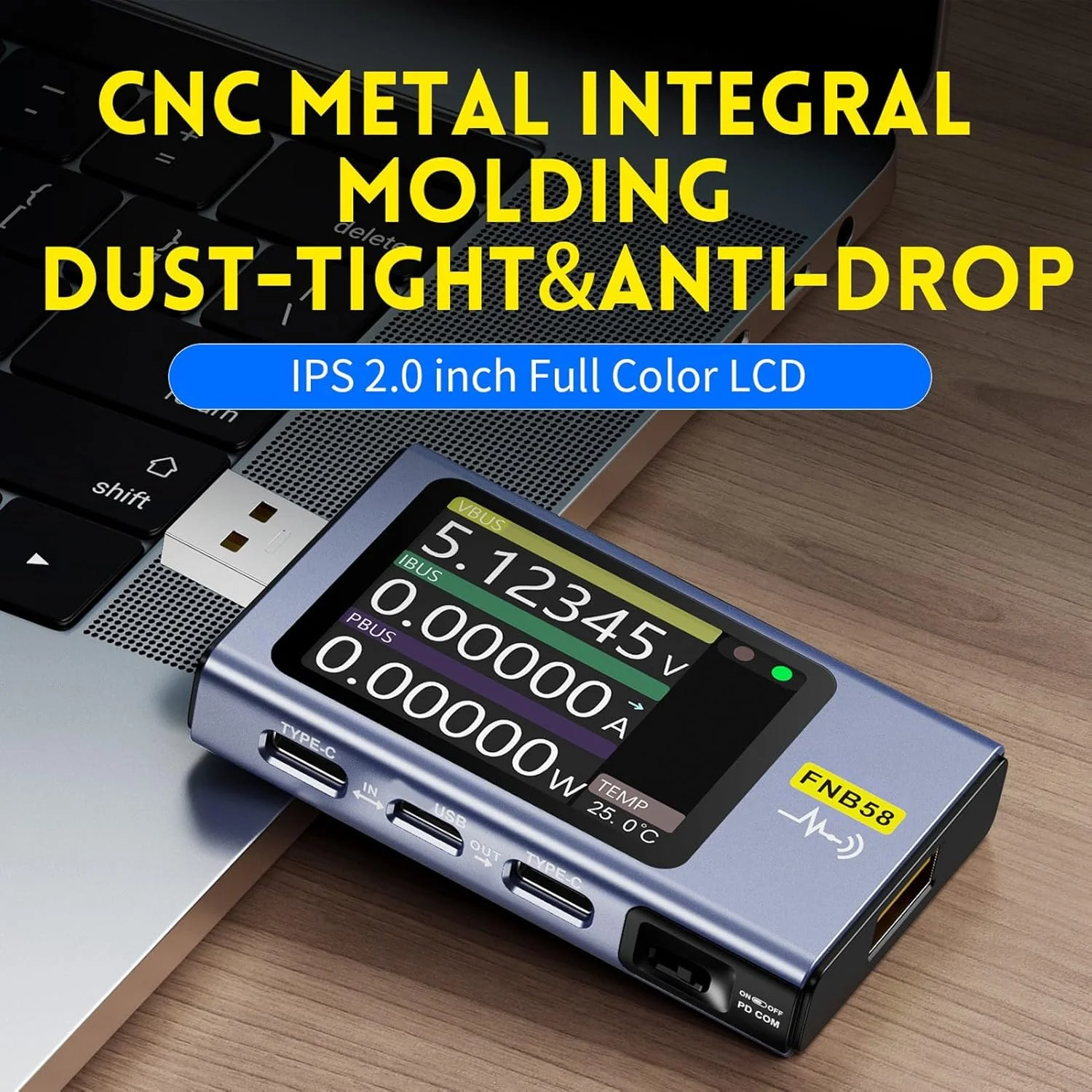 تستر USB بیوینر 4-28 ولت 0-7 آمپر 0-140 وات، مولتی متر جریان ولتاژ USB AC، اندازه گیری ظرفیت تشخیص شارژ سریع با صفحه نمایش LCD 2.0 اینچی با کیفیت بالا برای PD2.0 PD3.0 تستر USB بیوینر 4-28 ولت 0-7 آمپر 0-140 وات، مولتی متر جریان ولتاژ USB AC، اندازه گیری ظرفیت تشخیص شارژ سریع با صفحه نمایش LCD 2.0 اینچی با کیفیت بالا برای PD2.0 PD3.0