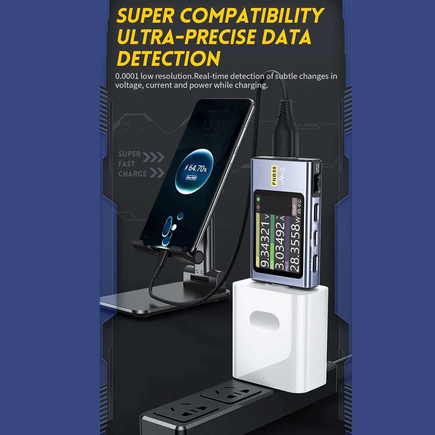 تستر USB بیوینر 4-28 ولت 0-7 آمپر 0-140 وات، مولتی متر جریان ولتاژ USB AC، اندازه گیری ظرفیت تشخیص شارژ سریع با صفحه نمایش LCD 2.0 اینچی با کیفیت بالا برای PD2.0 PD3.0 تستر USB بیوینر 4-28 ولت 0-7 آمپر 0-140 وات، مولتی متر جریان ولتاژ USB AC، اندازه گیری ظرفیت تشخیص شارژ سریع با صفحه نمایش LCD 2.0 اینچی با کیفیت بالا برای PD2.0 PD3.0
