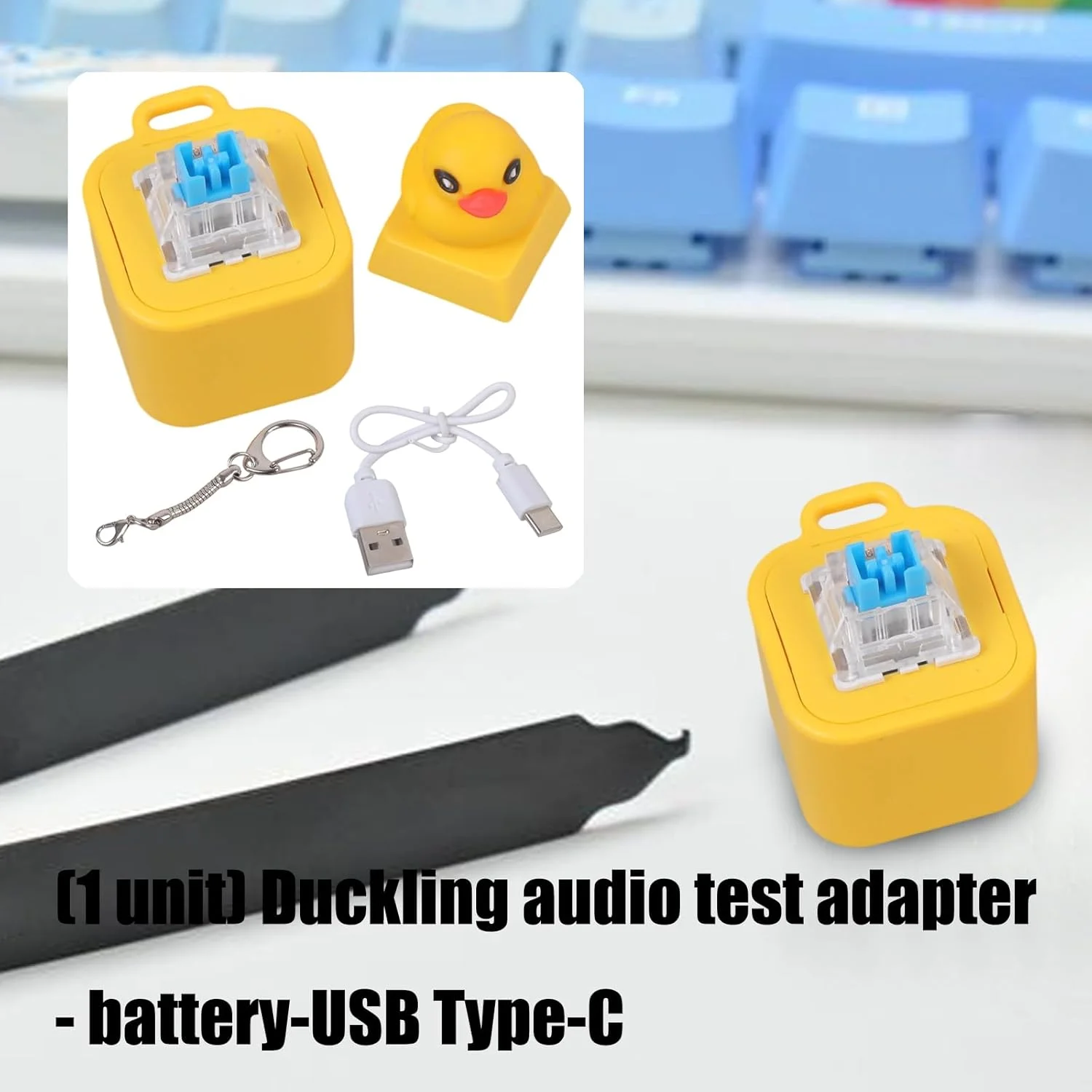 تستر کیبورد شارژی طرح اردک با جاکلیدی و بلندگوهای کاهش استرس برای تست سوییچ های قابل شارژ