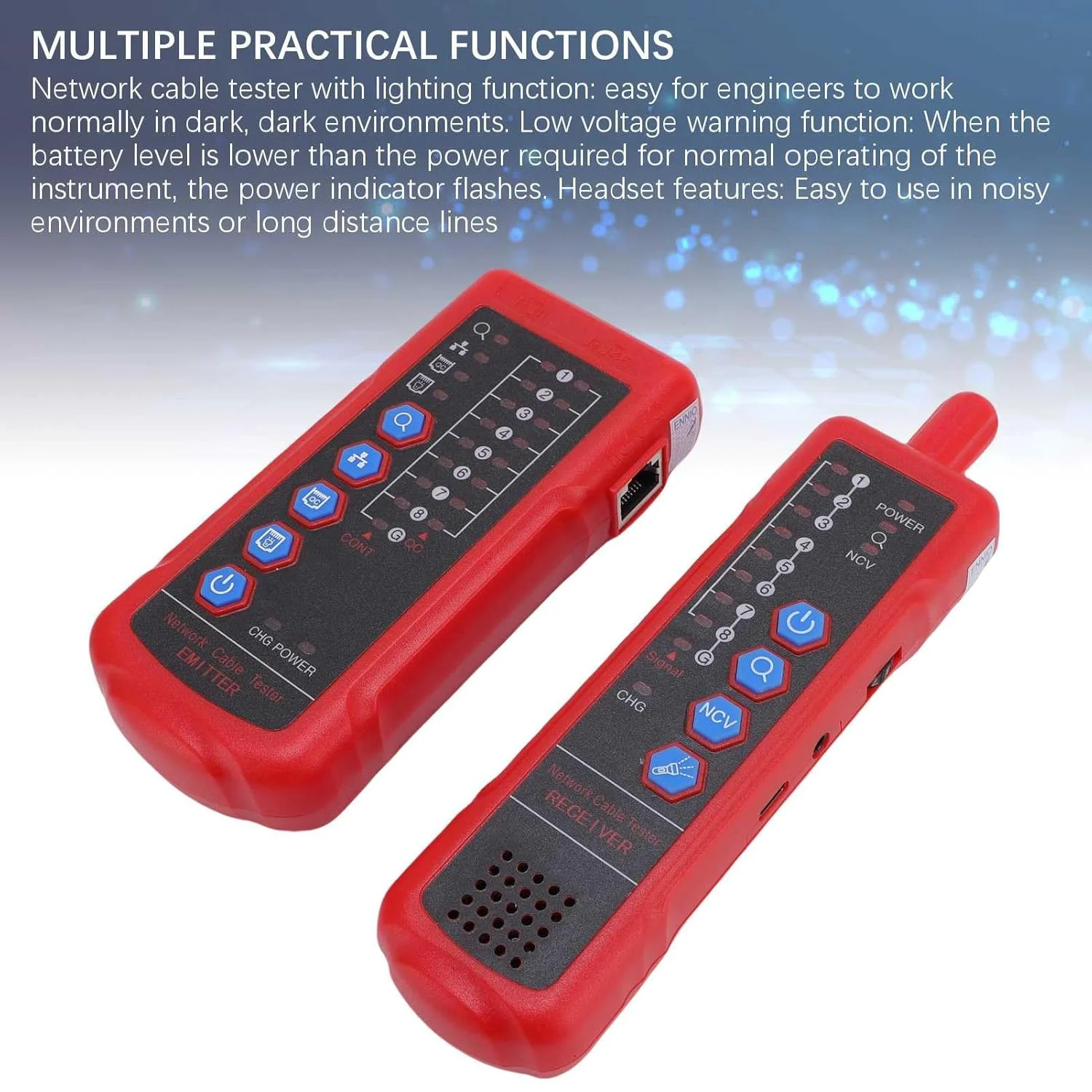 تستر کابل Cryfokt، فرستنده و گیرنده تستر کابل با هشدار ولتاژ پایین برای تست پیوستگی خط تلفن تستر کابل Cryfokt، فرستنده و گیرنده تستر کابل با هشدار ولتاژ پایین برای تست پیوستگی خط تلفن