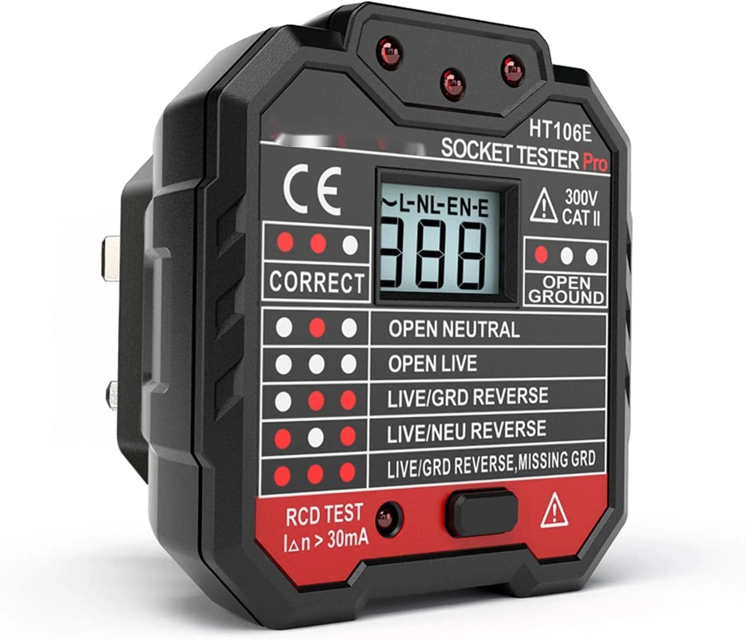 تستر پیشرفته پریز برق Eacam، تشخیص خودکار سیم های نول، فاز و ارت، یابنده مدار، تست نشتی برق با نمایشگر LCD ولتاژ دارای نور پس زمینه