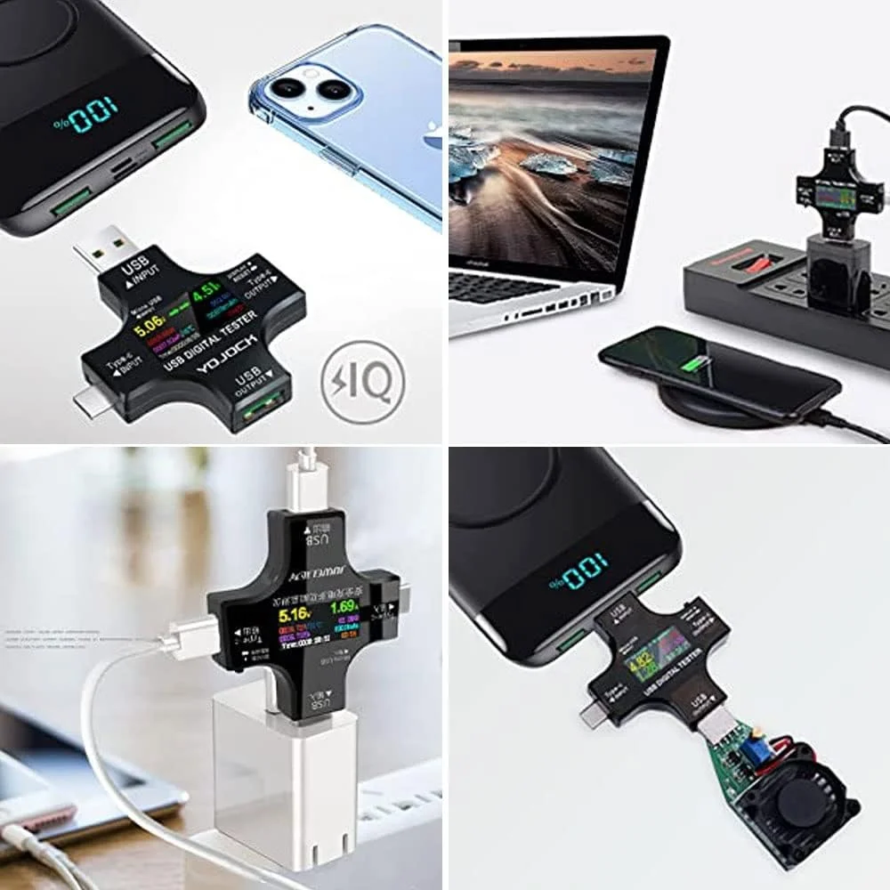 تستر USB C اکسفور 2 در 1، تستر USB C تایپ-سی، صفحه نمایش رنگی IPS، مولتی متر دیجیتال، آمپراژ، توان، ولتاژ، مقاومت، دما، آشکارساز ظرفیت و بررسی کننده شارژ USB آمپراژ تستر USB C اکسفور 2 در 1، تستر USB C تایپ-سی، صفحه نمایش رنگی IPS، مولتی متر دیجیتال، آمپراژ، توان، ولتاژ، مقاومت، دما، آشکارساز ظرفیت و بررسی کننده شارژ USB آمپراژ