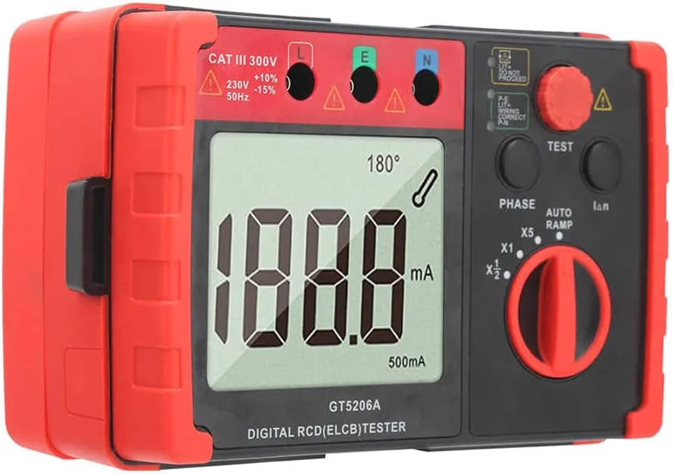 تستر محافظ نشتی GT5206A 230V/50Hz دیجیتال RCD (ELCB) آشکارساز کلید محافظت از نشتی