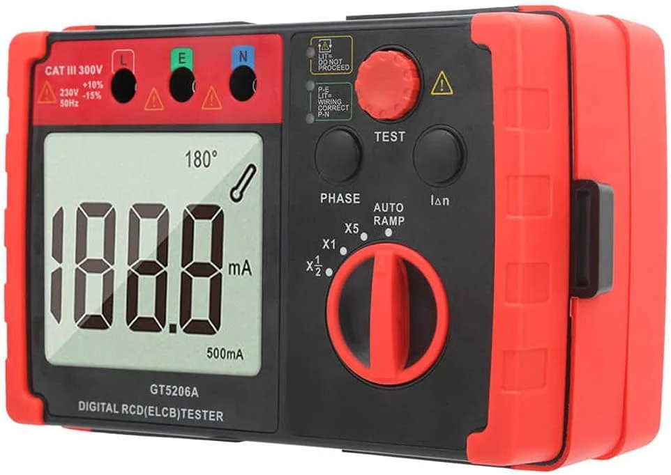 تستر محافظ نشتی GT5206A 230V/50Hz دیجیتال RCD (ELCB) آشکارساز کلید محافظت از نشتی