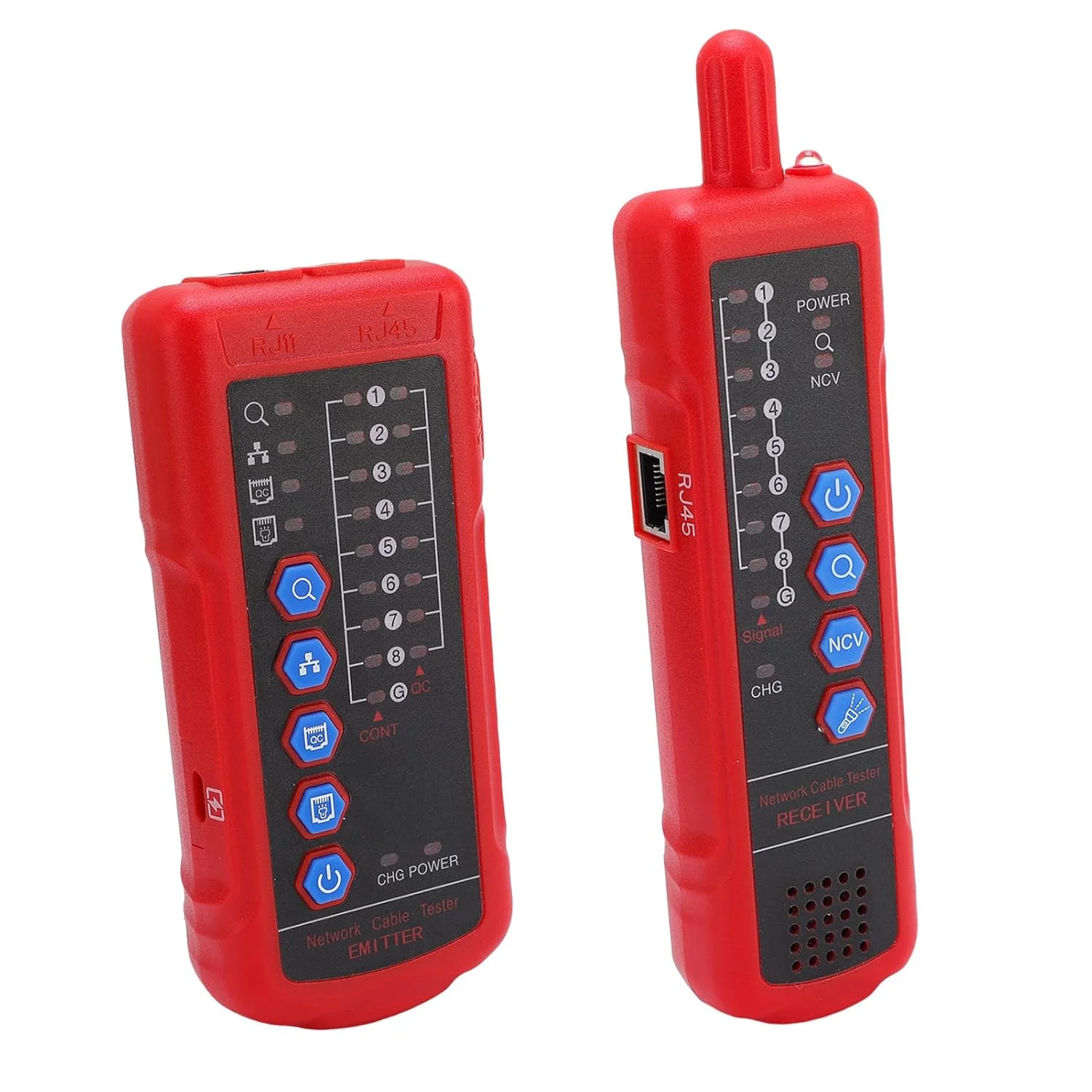 کیت تست کابل Jiawu برای تست کارآمد خطوط CAT5 و CAT6 برای مهندسان، با عملکرد NCV برای محیط های تاریک، تستر پورت RJ45-RJ11 کیت تست کابل Jiawu برای تست کارآمد خطوط CAT5 و CAT6 برای مهندسان، با عملکرد NCV برای محیط های تاریک، تستر پورت RJ45-RJ11