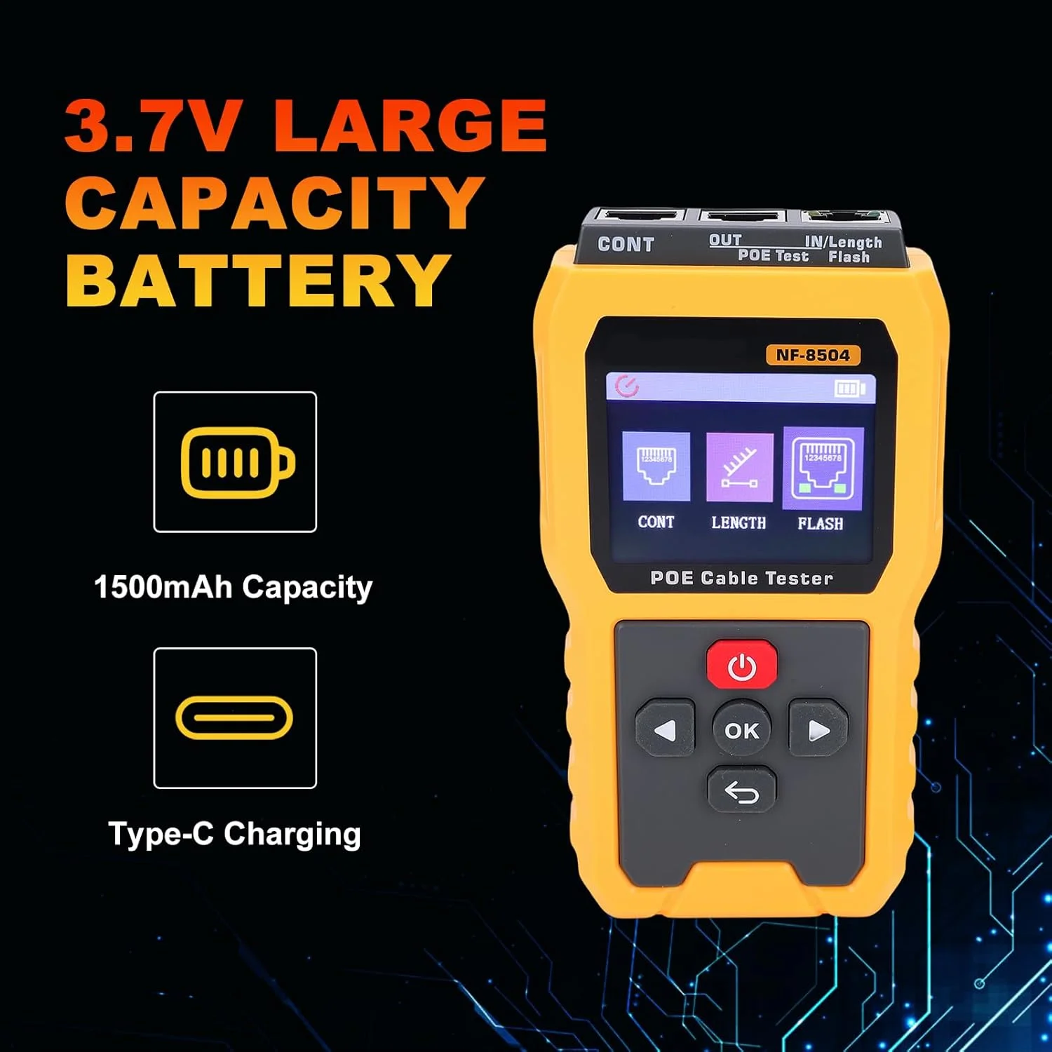 تستر کابل PoE Jiawu، تستر قدرتمند کابل اترنت برای PoE، اندازه گیری طول، تست پیوستگی، ایده آل برای متخصصان و مهندسان IT تستر کابل PoE Jiawu، تستر قدرتمند کابل اترنت برای PoE، اندازه گیری طول، تست پیوستگی، ایده آل برای متخصصان و مهندسان IT