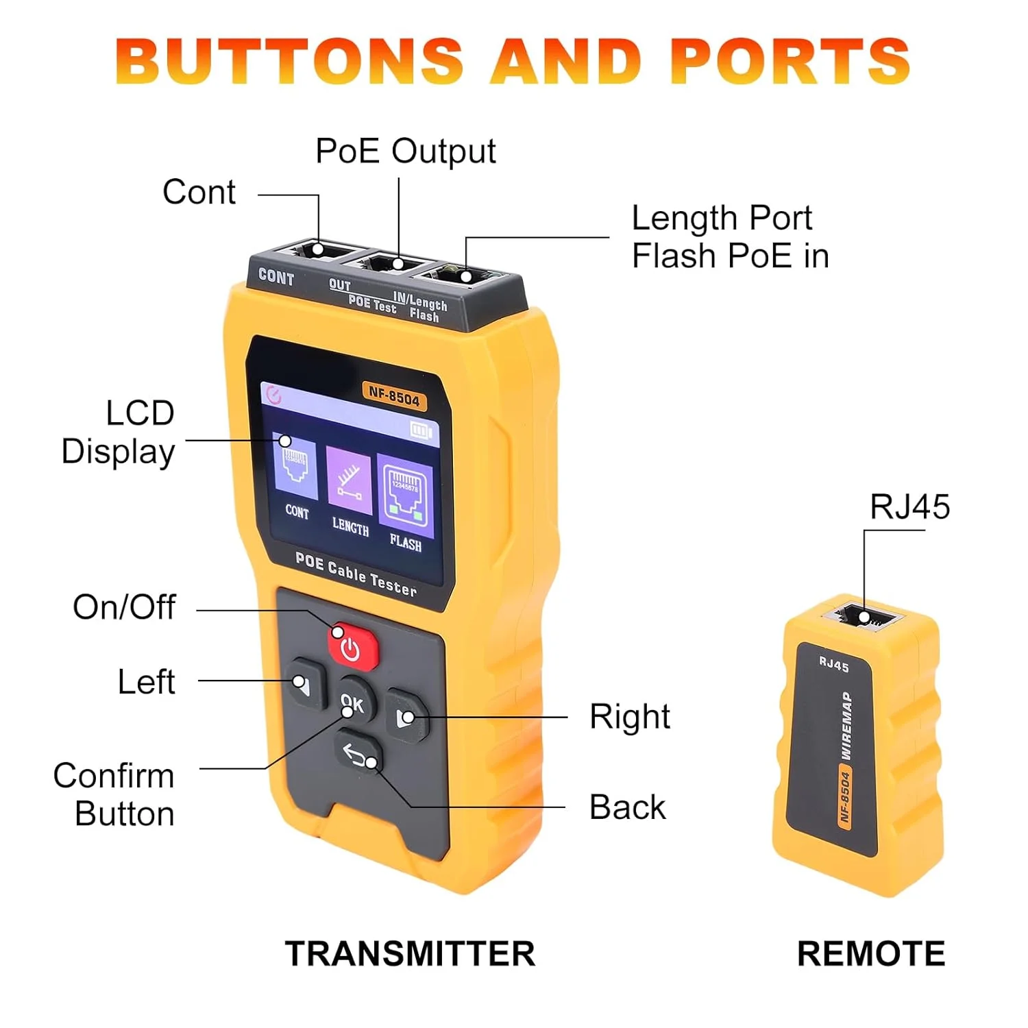 تستر کابل شبکه Jiawu LAN با رابط ریموت برای تست RJ45 در شبکههای برق. مناسب برای متخصصان و تکنسینهای IT. جنس بدنه: ABS، اندازه صفحه نمایش: 2.4 اینچ تستر کابل شبکه Jiawu LAN با رابط ریموت برای تست RJ45 در شبکههای برق. مناسب برای متخصصان و تکنسینهای IT. جنس بدنه: ABS، اندازه صفحه نمایش: 2.4 اینچ