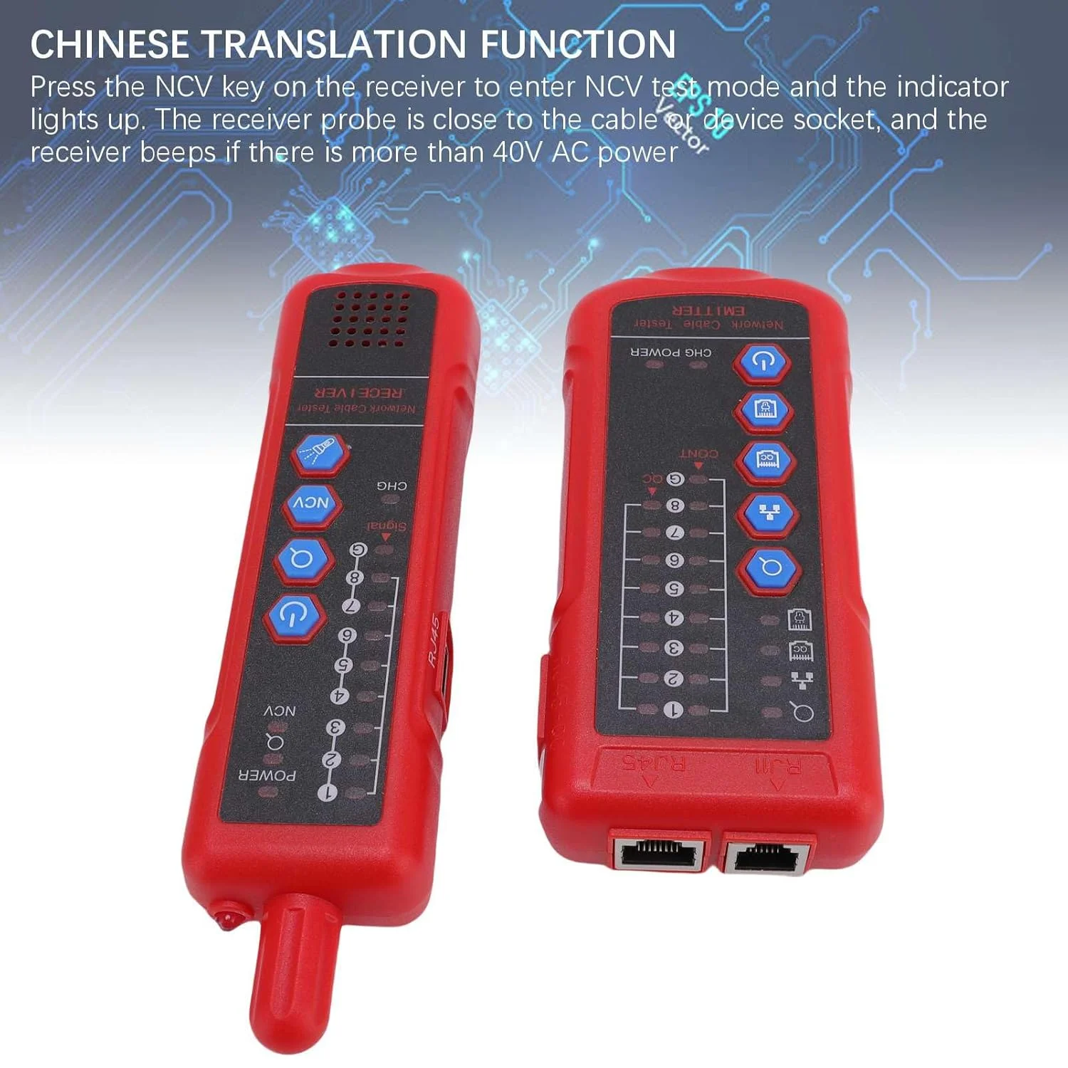 کیت تستر کابل شبکه چند منظوره Jiawu، شامل فرستنده و گیرنده با قابلیت تنظیم حساسیت و عملکرد ترجمه چینی برای کابل های CAT5 و CAT6، ایده آل برای کاربران خانگی و علاقه مندان به DIY کیت تستر کابل شبکه چند منظوره Jiawu، شامل فرستنده و گیرنده با قابلیت تنظیم حساسیت و عملکرد ترجمه چینی برای کابل های CAT5 و CAT6، ایده آل برای کاربران خانگی و علاقه مندان به DIY