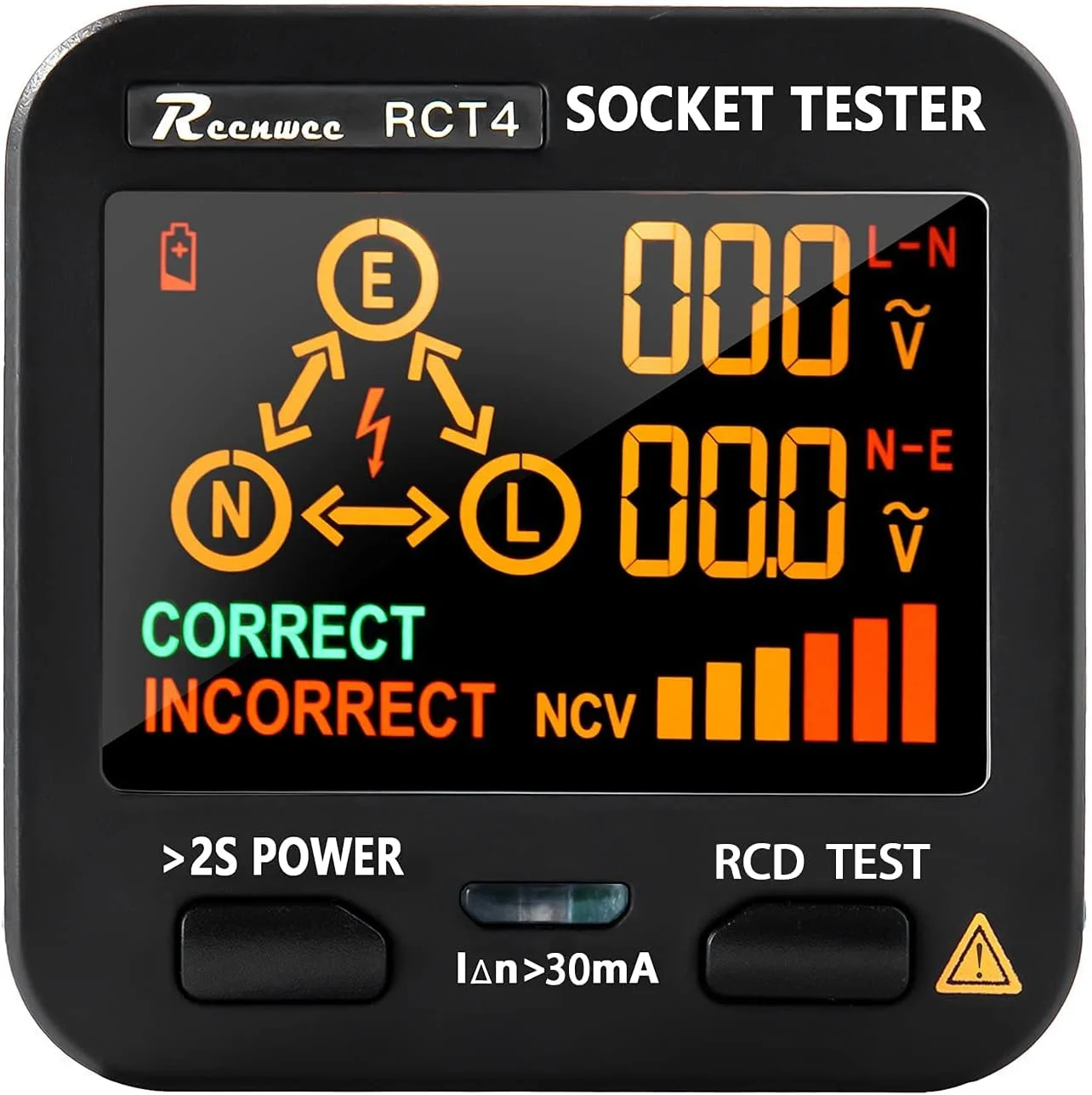تستر پریز برق MAKINGTEC با نمایشگر ولتاژ LCD، آنالیزور مدار سوکت RCD، پریزهای استاندارد 0.1-250 ولت، 8 نشانه بصری، آشکارساز پلاریته، بررسی کننده خطای نشتی برق