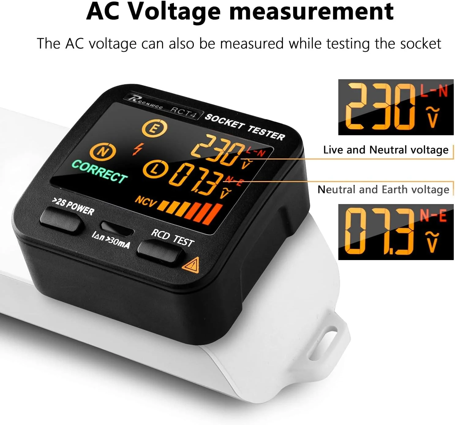 تستر پریز برق MAKINGTEC با نمایشگر ولتاژ LCD، آنالیزور مدار سوکت RCD، پریزهای استاندارد 0.1-250 ولت، 8 نشانه بصری، آشکارساز پلاریته، بررسی کننده خطای نشتی برق تستر پریز برق MAKINGTEC با نمایشگر ولتاژ LCD، آنالیزور مدار سوکت RCD، پریزهای استاندارد 0.1-250 ولت، 8 نشانه بصری، آشکارساز پلاریته، بررسی کننده خطای نشتی برق