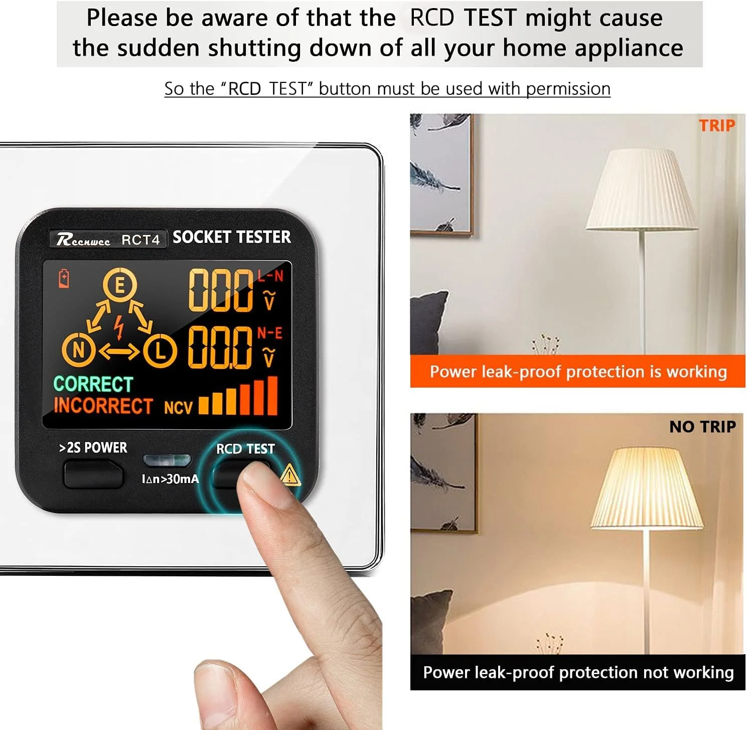 تستر پریز برق MAKINGTEC با نمایشگر ولتاژ LCD، آنالیزور مدار سوکت RCD، پریزهای استاندارد 0.1-250 ولت، 8 نشانه بصری، آشکارساز پلاریته، بررسی کننده خطای نشتی برق تستر پریز برق MAKINGTEC با نمایشگر ولتاژ LCD، آنالیزور مدار سوکت RCD، پریزهای استاندارد 0.1-250 ولت، 8 نشانه بصری، آشکارساز پلاریته، بررسی کننده خطای نشتی برق