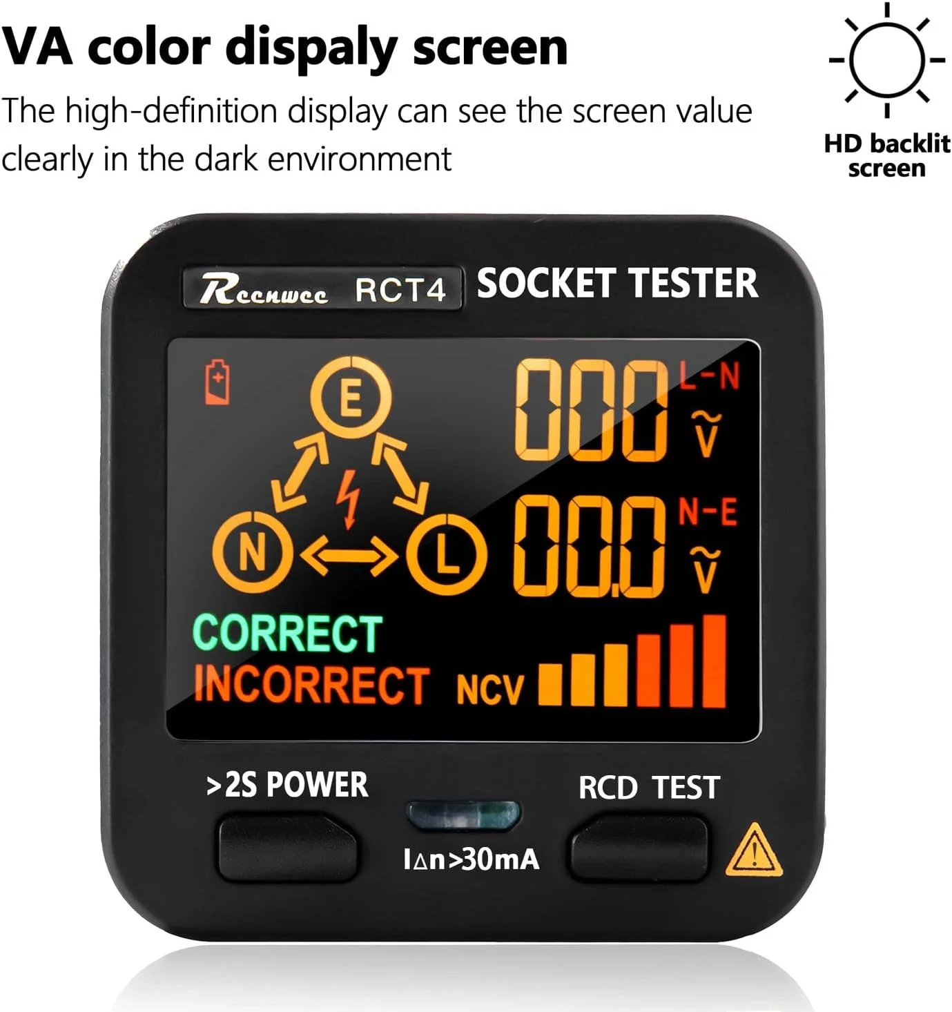 تستر پریز برق MAKINGTEC با نمایشگر ولتاژ LCD، آنالیزور مدار سوکت RCD، پریزهای استاندارد 0.1-250 ولت، 8 نشانه بصری، آشکارساز پلاریته، بررسی کننده خطای نشتی برق تستر پریز برق MAKINGTEC با نمایشگر ولتاژ LCD، آنالیزور مدار سوکت RCD، پریزهای استاندارد 0.1-250 ولت، 8 نشانه بصری، آشکارساز پلاریته، بررسی کننده خطای نشتی برق