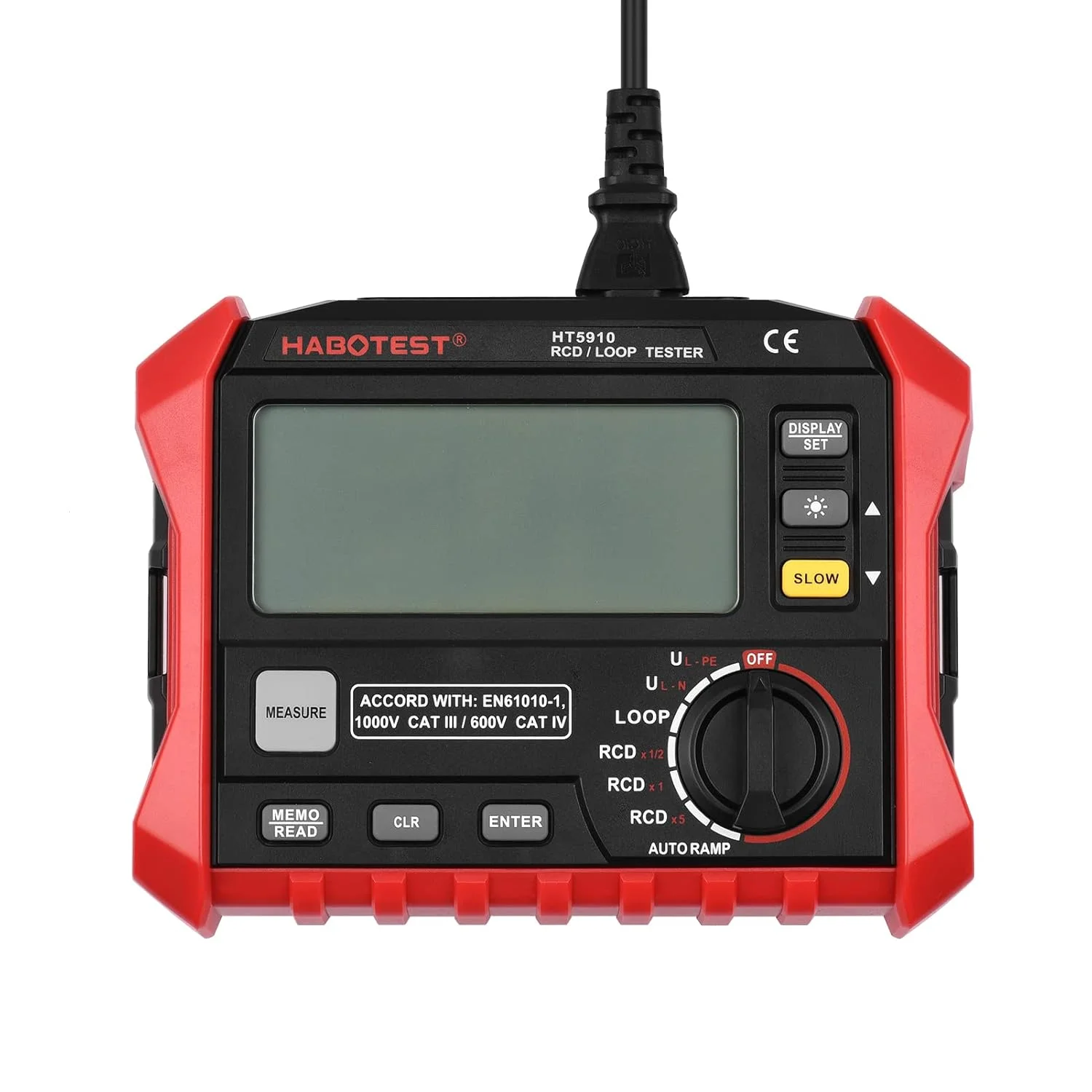 مولتی متر دیجیتال مقاومت مدل Morelian HT5910 با صفحه نمایش LCD 4.7 اینچی، تستر کلید نشتی RCD/Loop، ذخیره سازی 1000 داده، مگااهم متر و ولت متر با نور پس زمینه مولتی متر دیجیتال مقاومت مدل Morelian HT5910 با صفحه نمایش LCD 4.7 اینچی، تستر کلید نشتی RCD/Loop، ذخیره سازی 1000 داده، مگااهم متر و ولت متر با نور پس زمینه