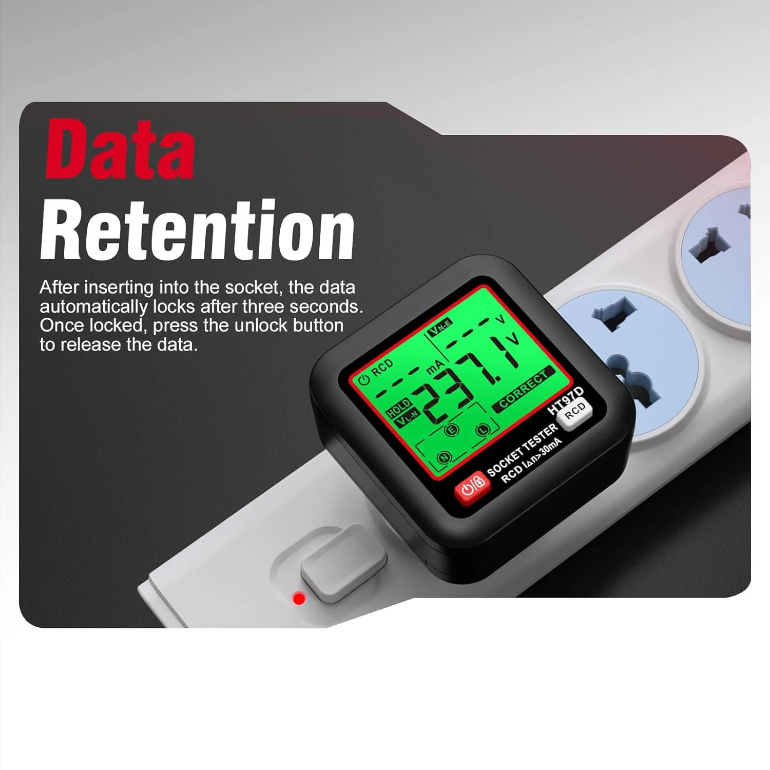 تستر پریز برق NALACAL GFCI با نمایشگر LCD، آشکارساز پریز، تستر ولتاژ الکتریکی برای بررسی سوکت ولتاژ AC 260 ولت 3 سیمه استاندارد، 6 نشانگر بصری/راهنمای سیم کشی برای خانه