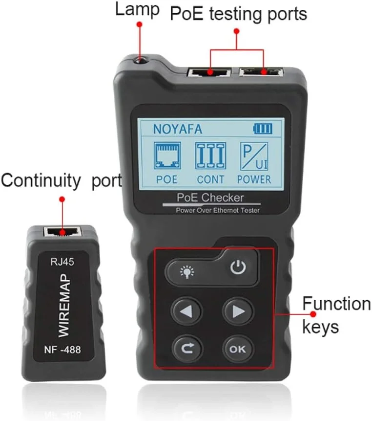 تستر کابل شبکه NUPONO مدل NF-488، تستر PoE، بررسی کننده کابل اترنت Cat5 Cat6 Lan، ابزار شبکه، تست سوئیچ PoE، تستر کابل برای تست اترنت (سایز : 1) تستر کابل شبکه NUPONO مدل NF-488، تستر PoE، بررسی کننده کابل اترنت Cat5 Cat6 Lan، ابزار شبکه، تست سوئیچ PoE، تستر کابل برای تست اترنت (سایز : 1)