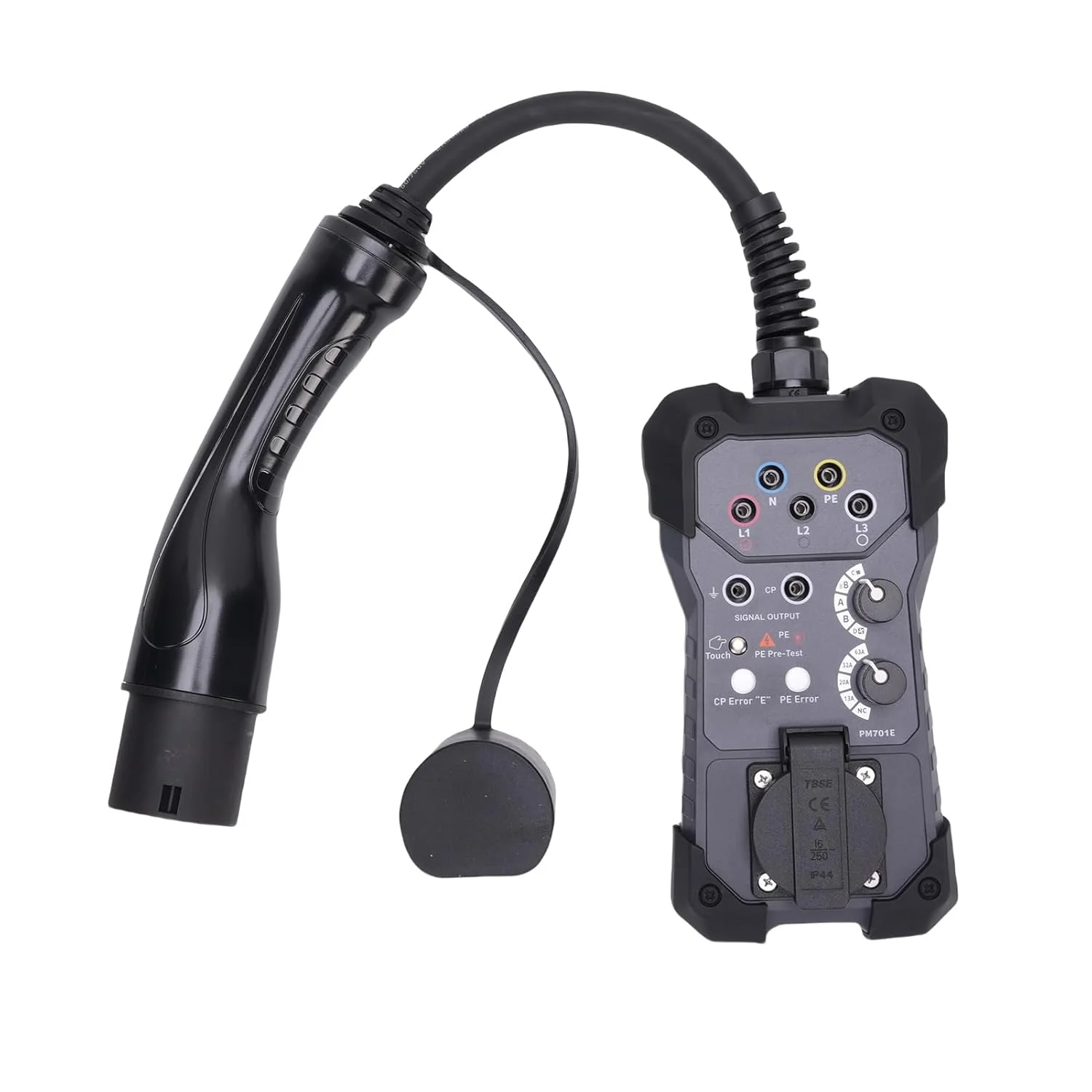 آداپتور تستر ایستگاه شارژ خودروی برقی Plyisty Type 2 | شبیه ساز ولتاژ و سیگنال | سازگار با مولتی مترها و اسیلوسکوپ ها برای تست حالت AC Mode 3