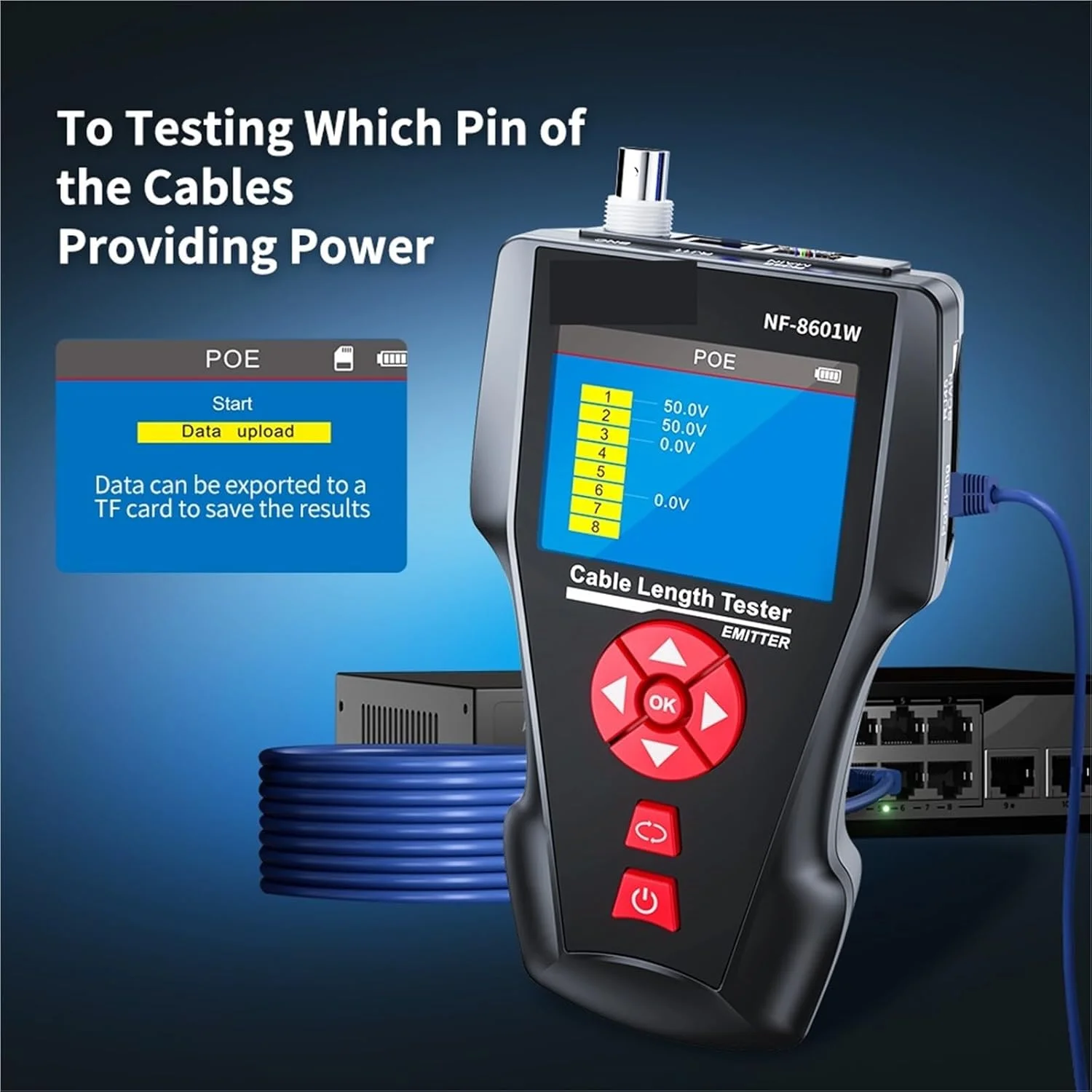 تستر کابل شبکه NF-8601W RJ45 RJ11 BNC چند منظوره POE Crosstalk Lan Network Test 8 عدد ریموت ردیاب کابل تستر کابل شبکه NF-8601W RJ45 RJ11 BNC چند منظوره POE Crosstalk Lan Network Test 8 عدد ریموت ردیاب کابل