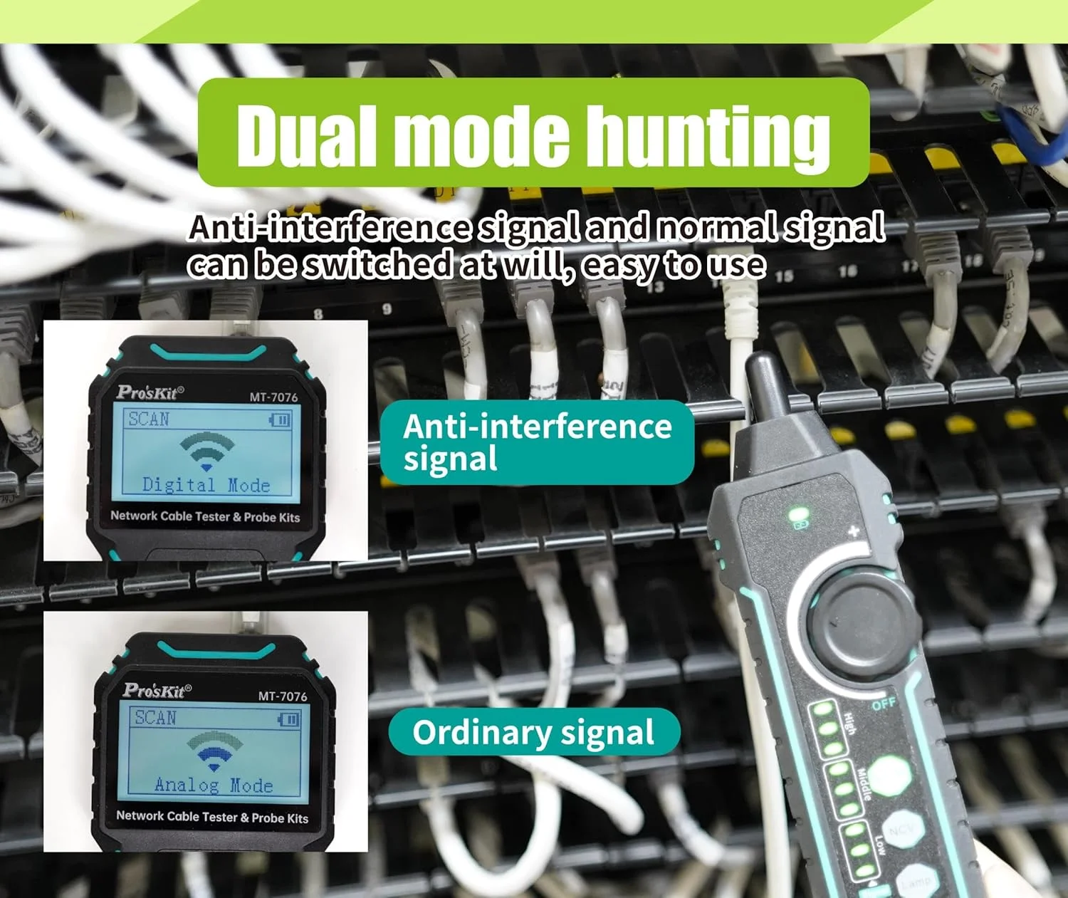 کیت تستر و پروب کابل شبکه LCD پروسکیت مدل MT-7076، حالت دوگانه آنالوگ/دیجیتال، باتری لیتیوم یونی با Type-C، سوئیچ های PoE و قابلیت Port Flashing کیت تستر و پروب کابل شبکه LCD پروسکیت مدل MT-7076، حالت دوگانه آنالوگ/دیجیتال، باتری لیتیوم یونی با Type-C، سوئیچ های PoE و قابلیت Port Flashing